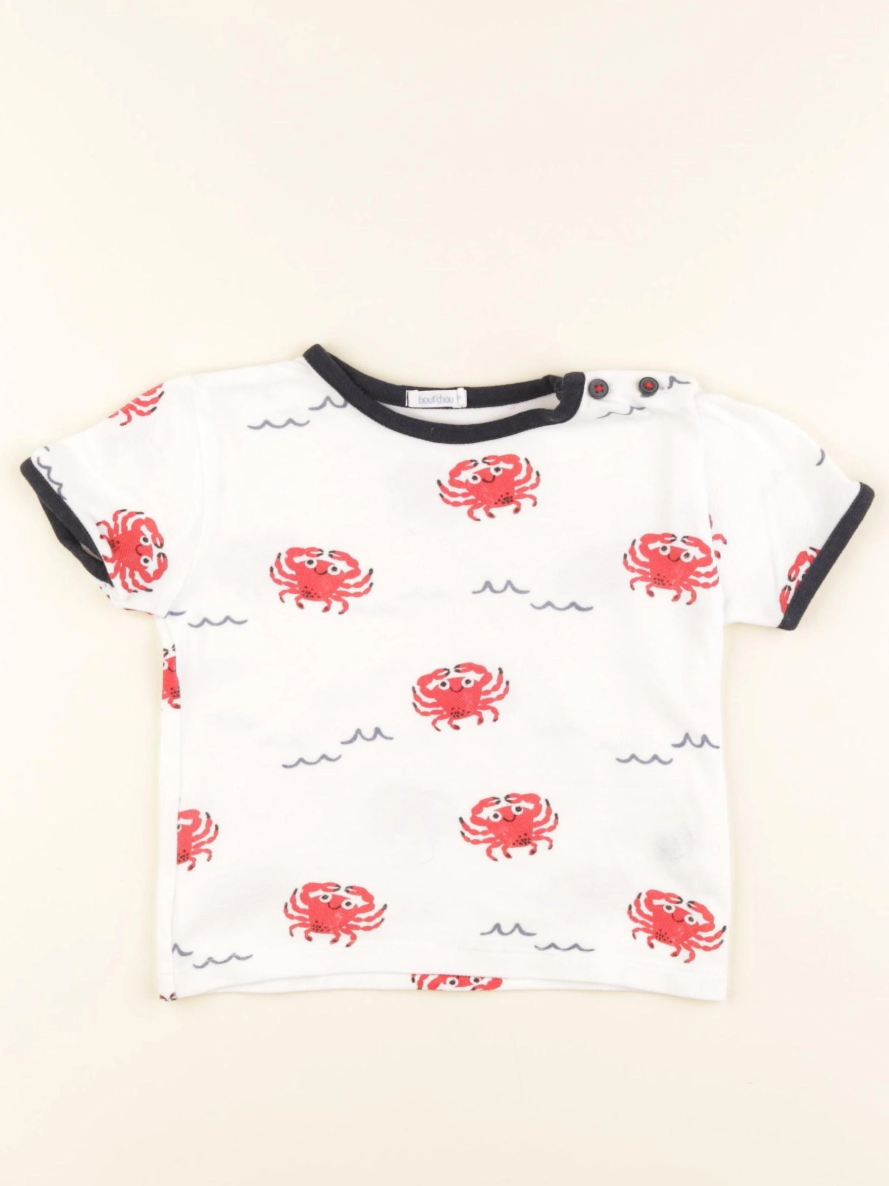 Boutchou - tee-shirt blanc, bleu - 18 mois