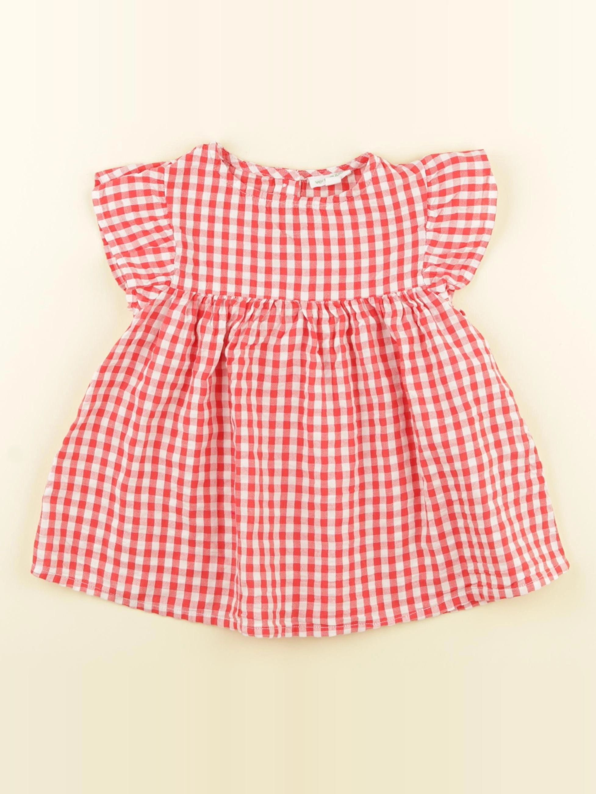 Vertbaudet - blouse rouge, blanc - 5 ans