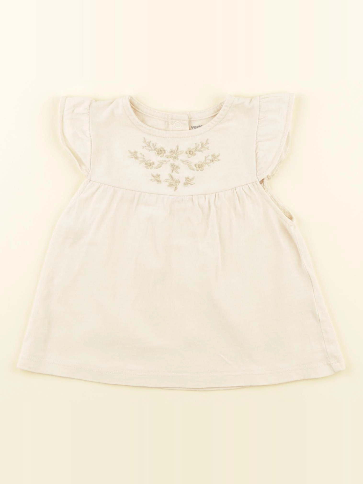 Vertbaudet - tee-shirt coton beige - 12 mois