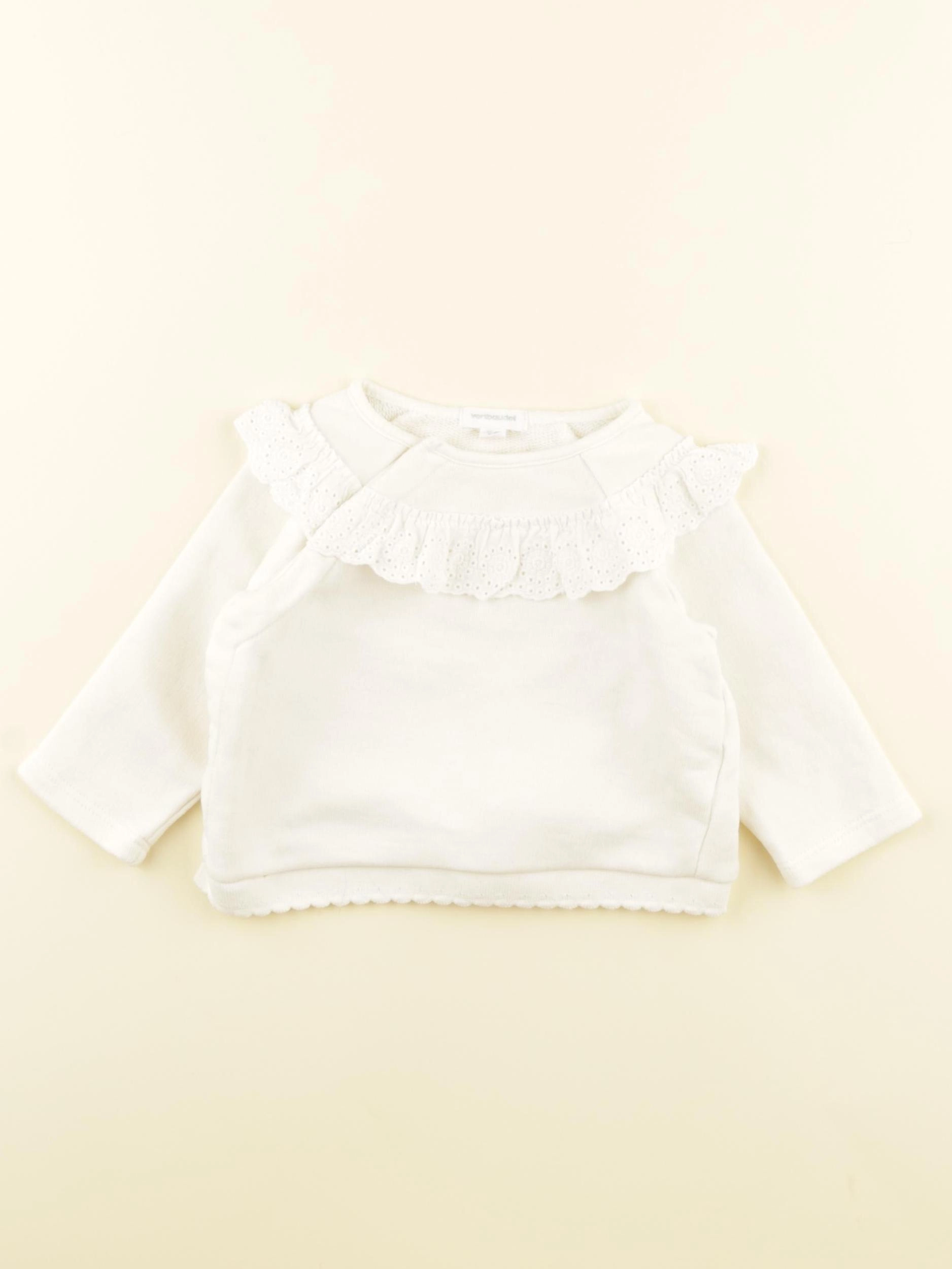 Vertbaudet - sweat beige - 6 mois