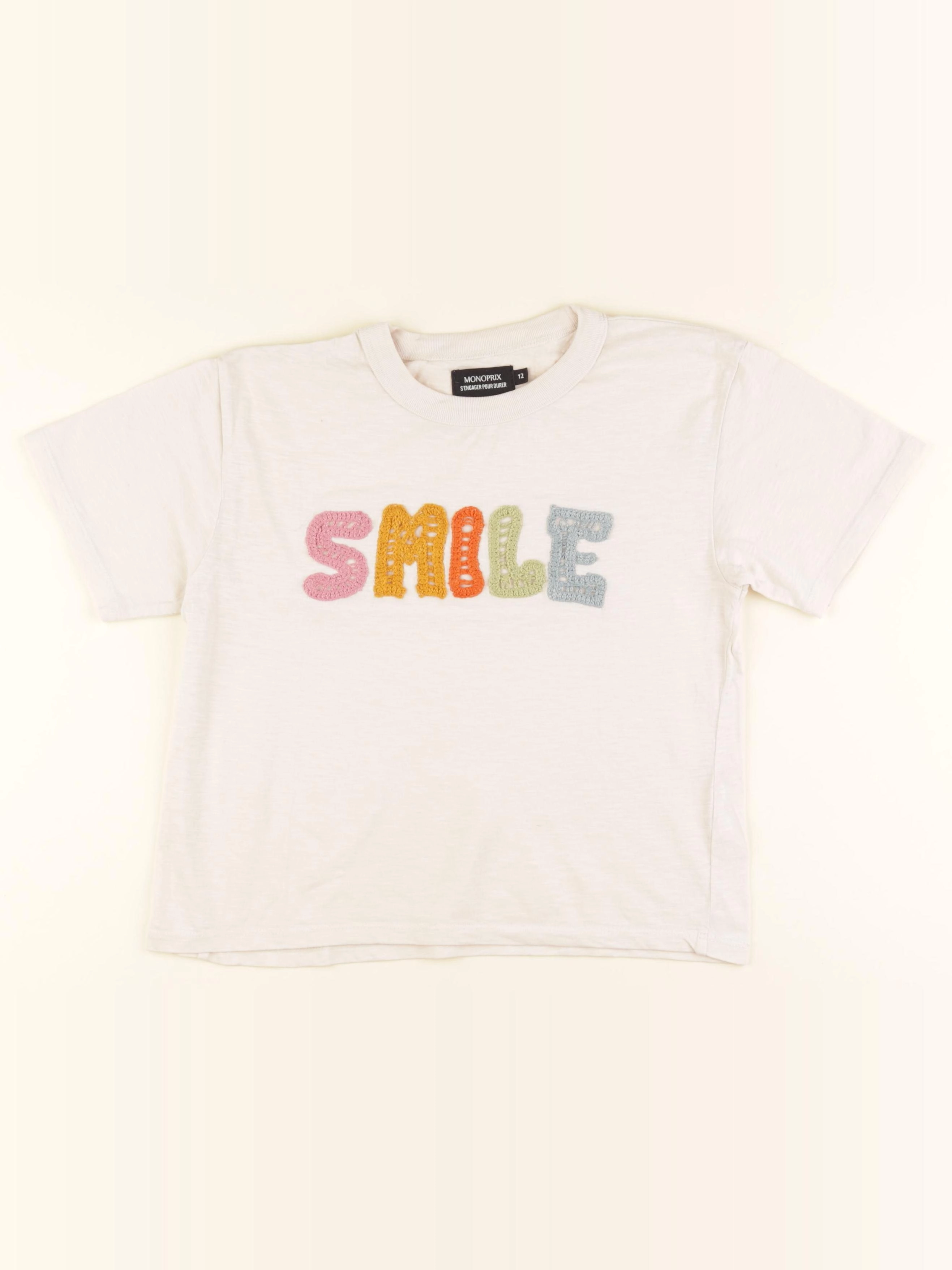 Monoprix - tee-shirt beige - 12 ans