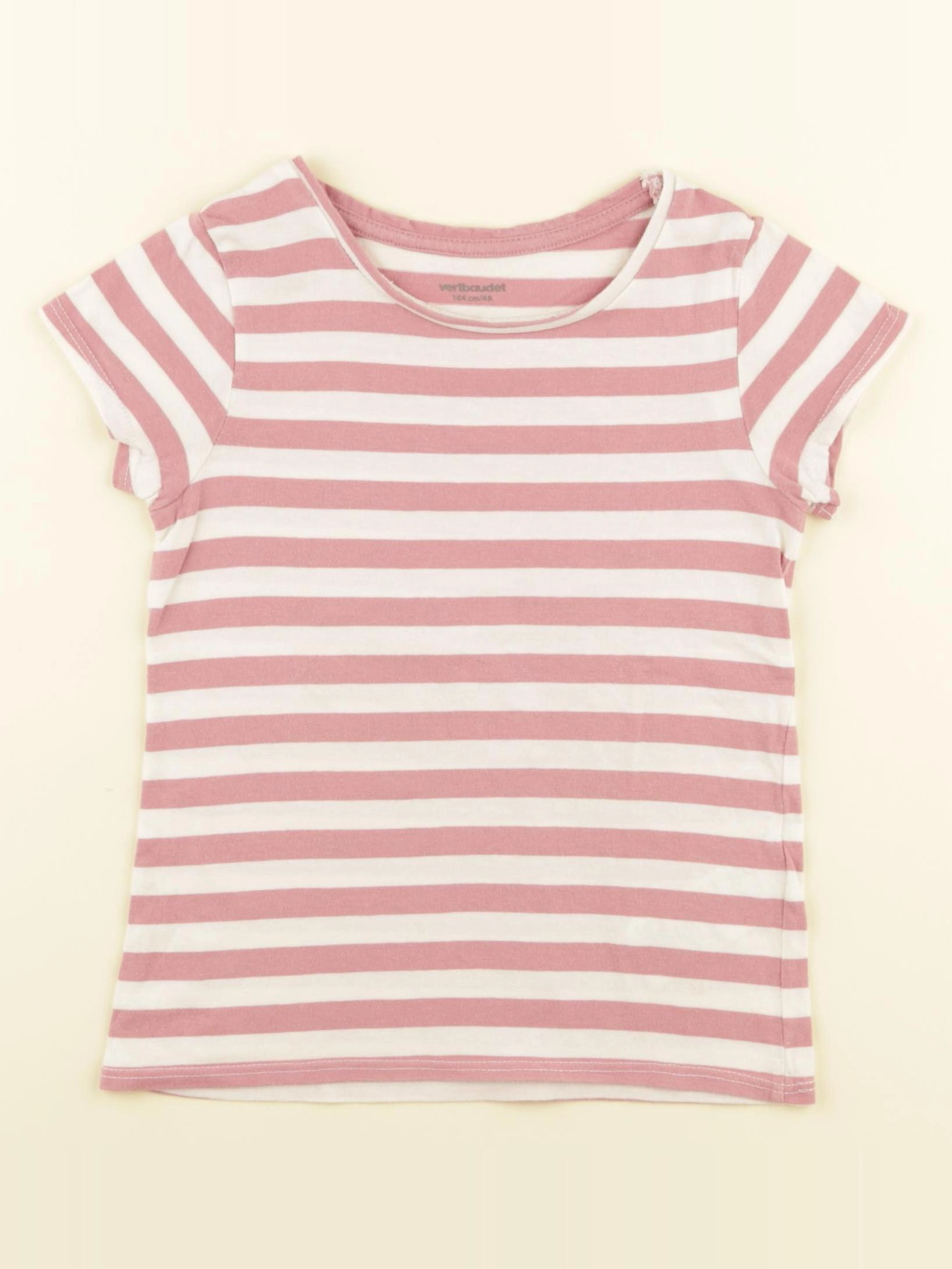 Vertbaudet - tee-shirt beige, rose - 4 ans