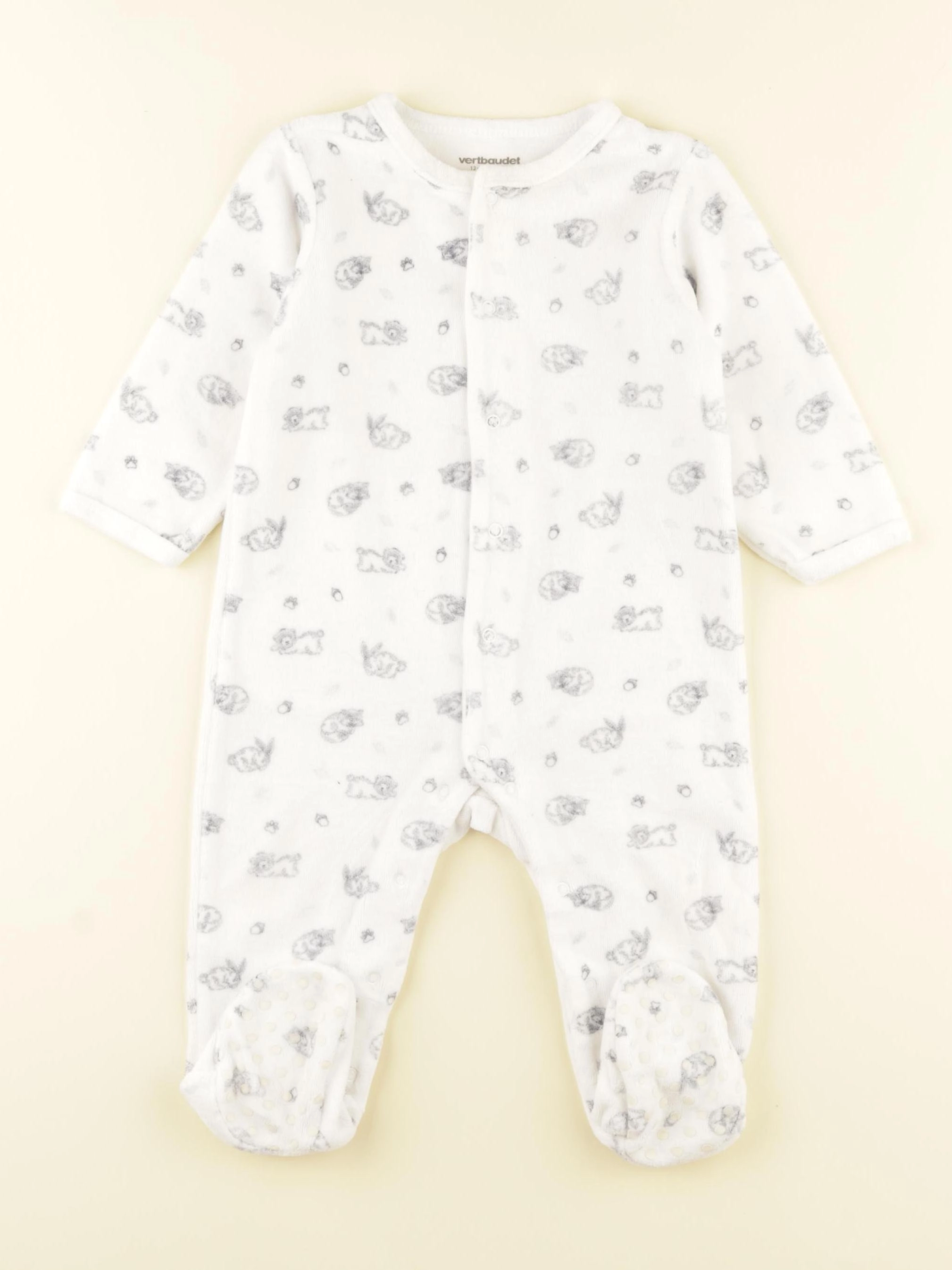 Vertbaudet - pyjama velours blanc - 12 mois
