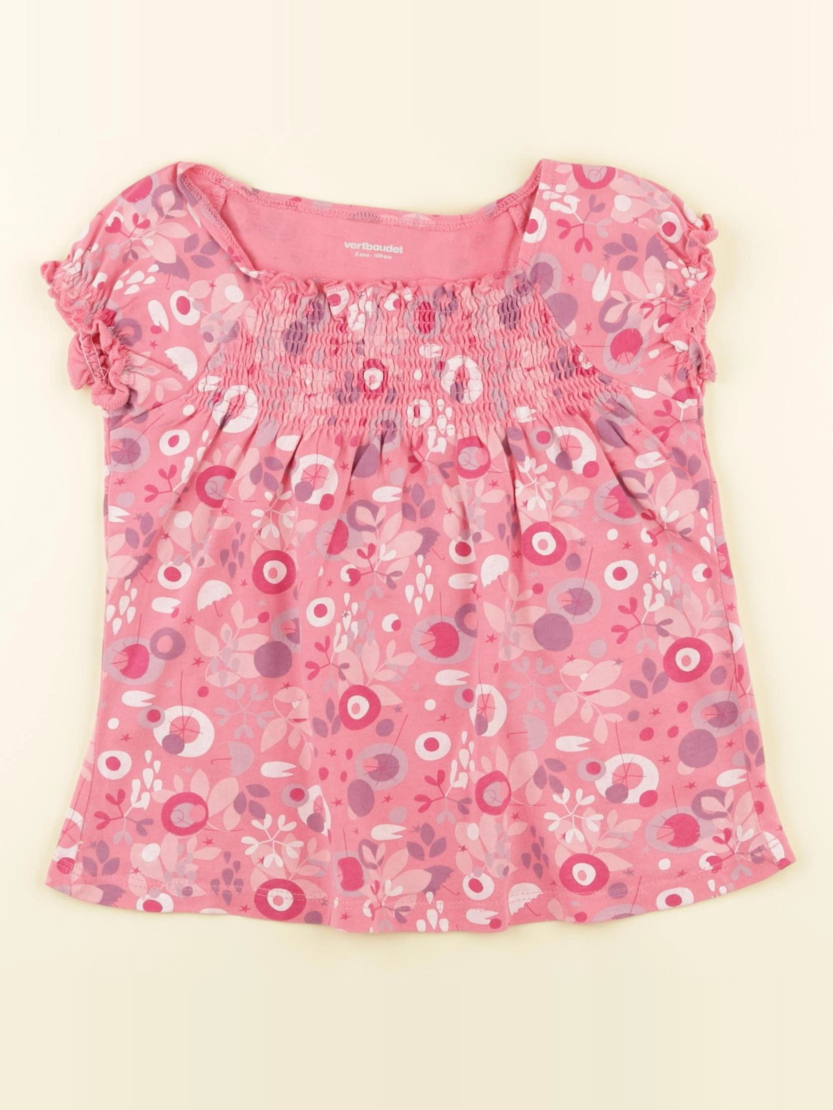 Vertbaudet - tee-shirt rose - 5 ans
