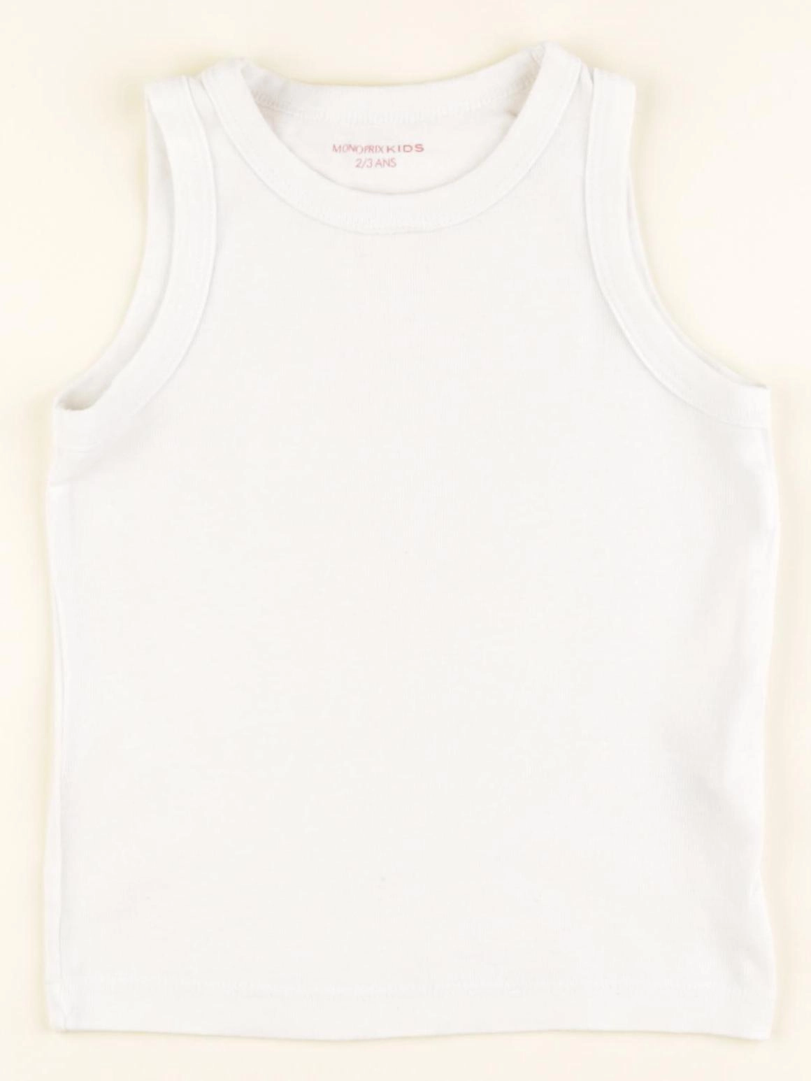 Monoprix - maillot de corps blanc - 2/3 ans