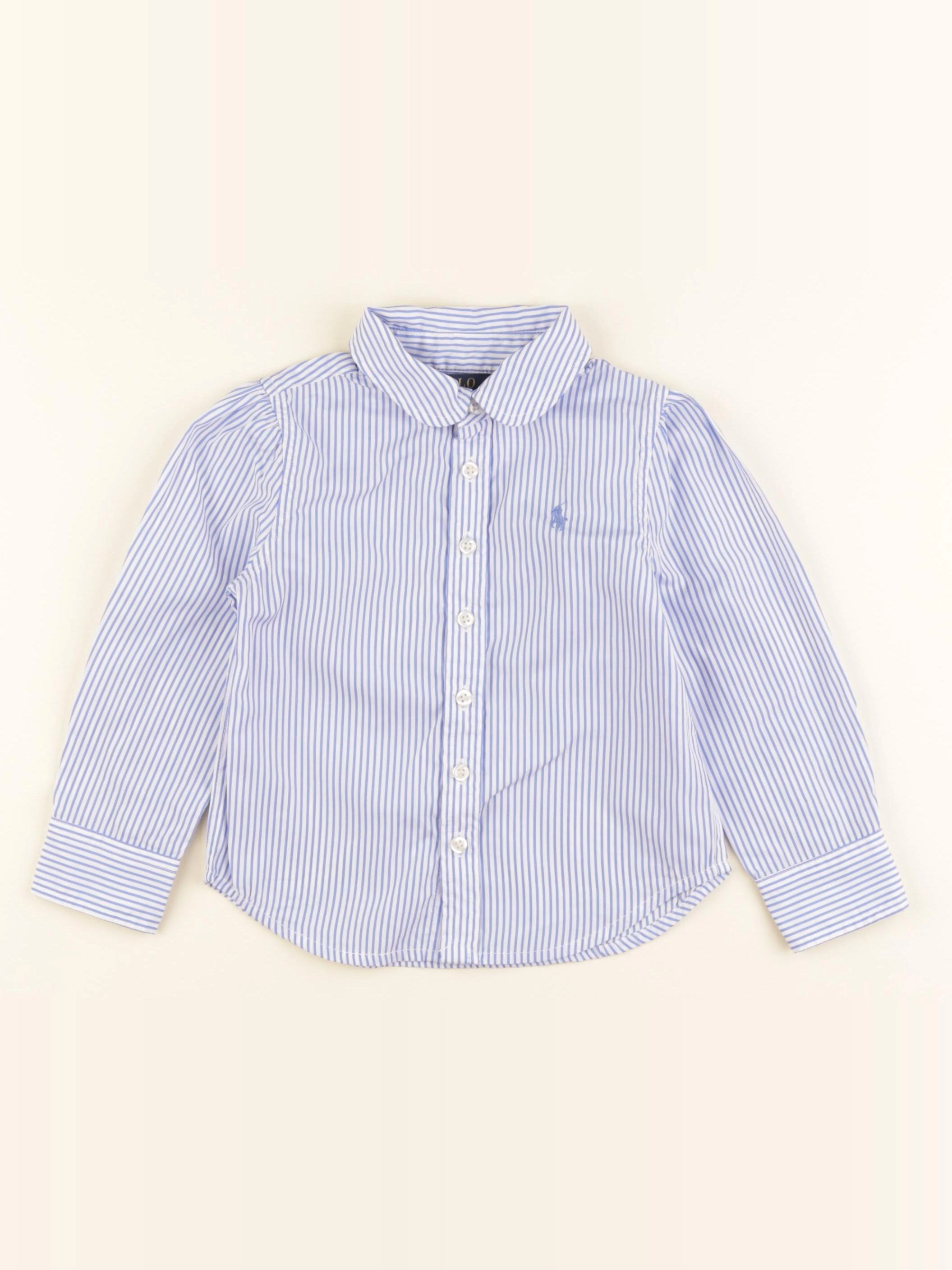 Ralph Lauren - chemise blanc, bleu - 2 ans