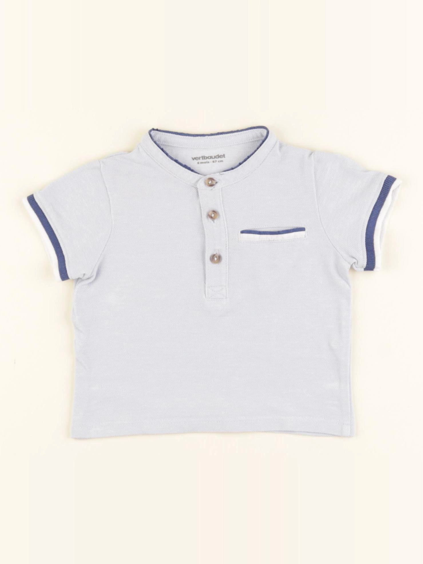 Vertbaudet - polo bleu - 6 mois