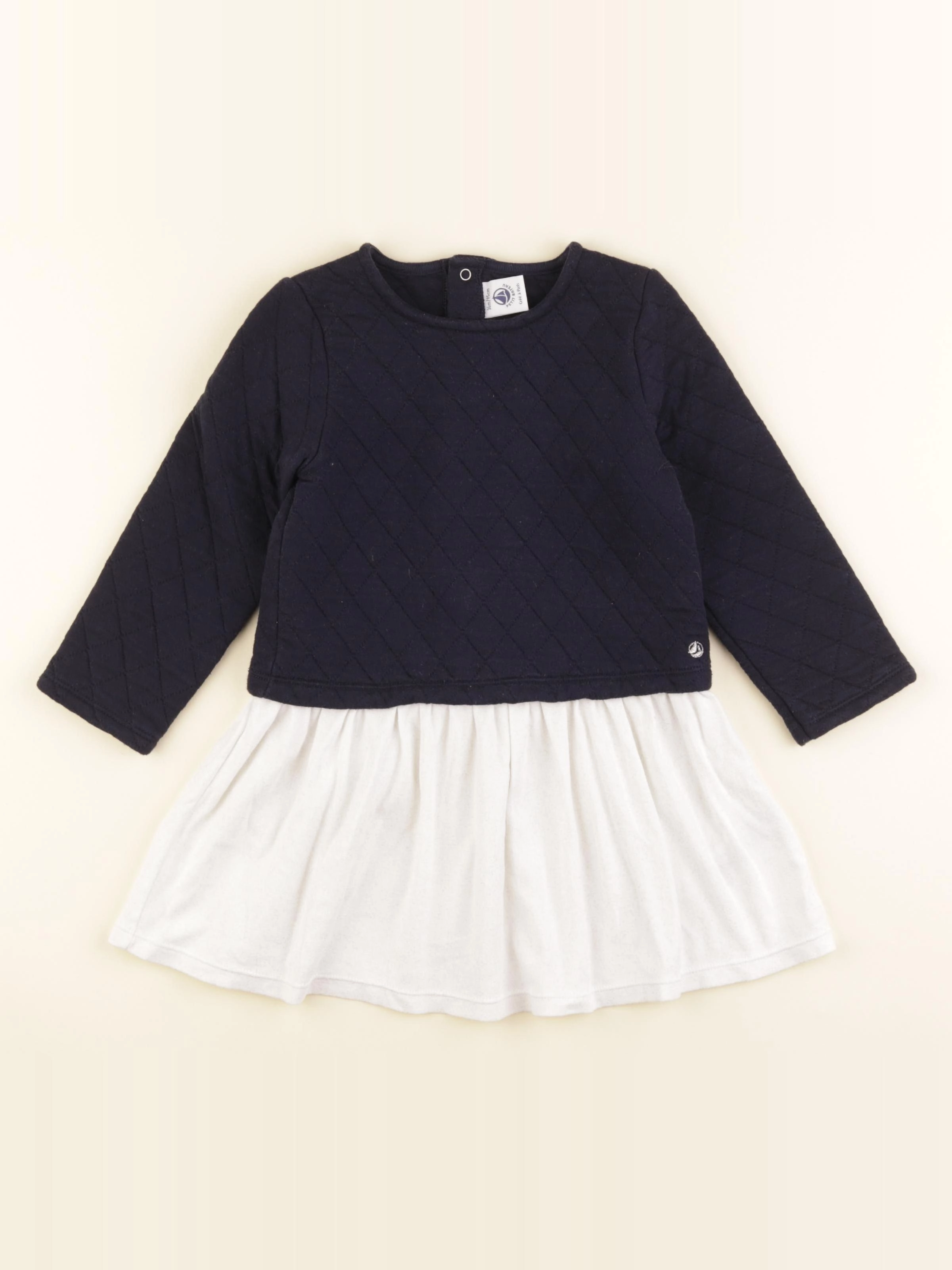 Petit Bateau - robe bleu, beige, argent - 36 mois