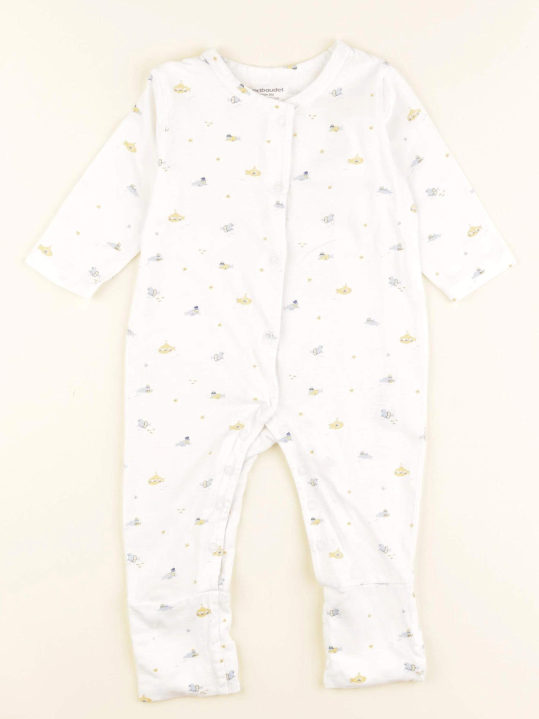 Vertbaudet - pyjama coton blanc - 6 mois