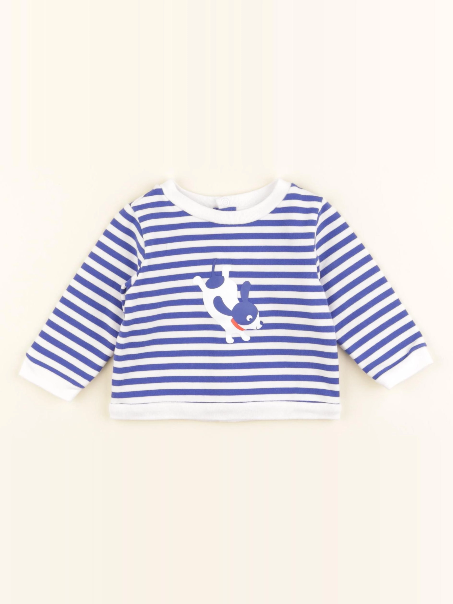 Jacadi - sweat blanc, bleu - 6 mois