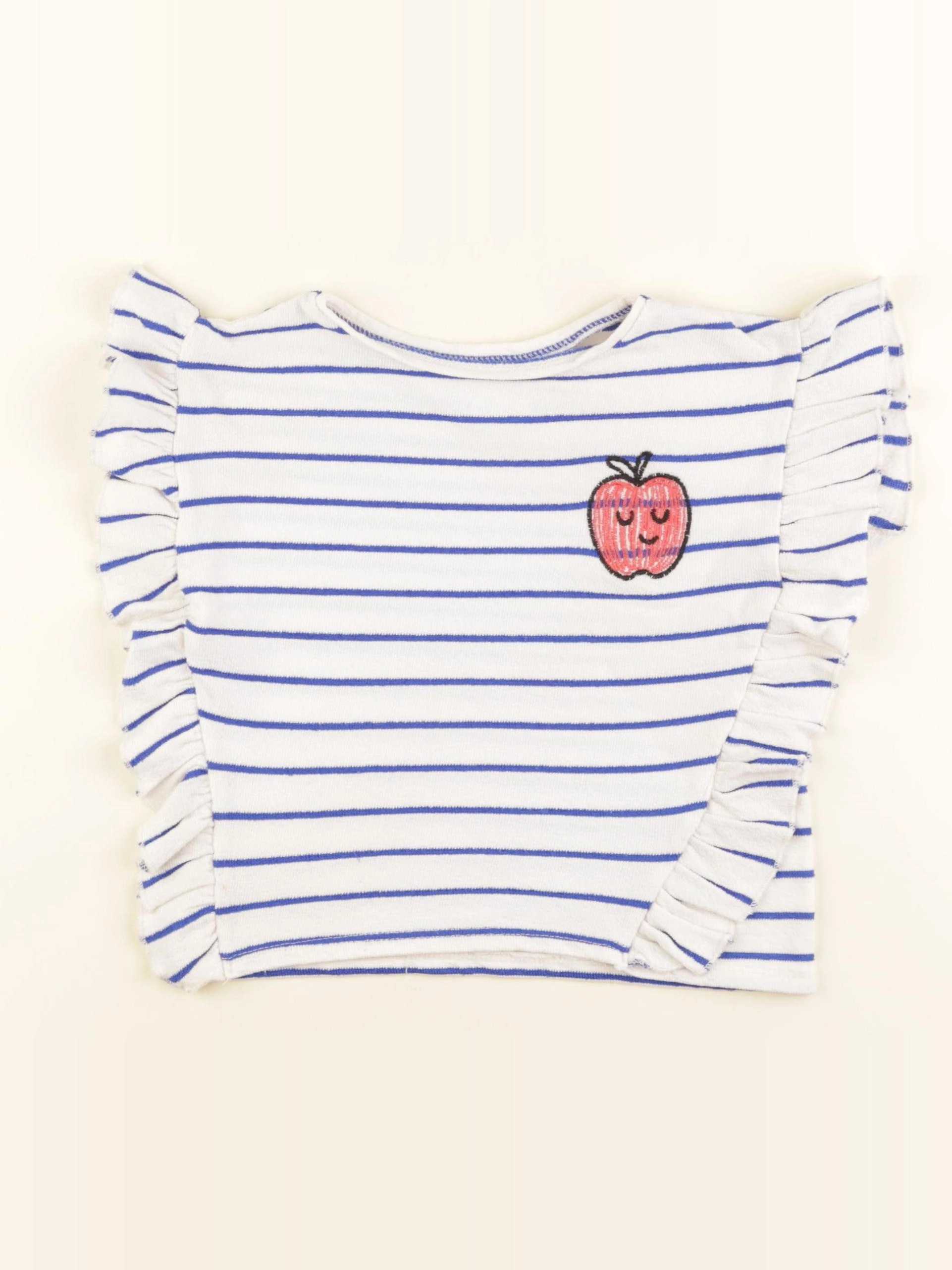 Zara - tee-shirt blanc, bleu - 4/5 ans