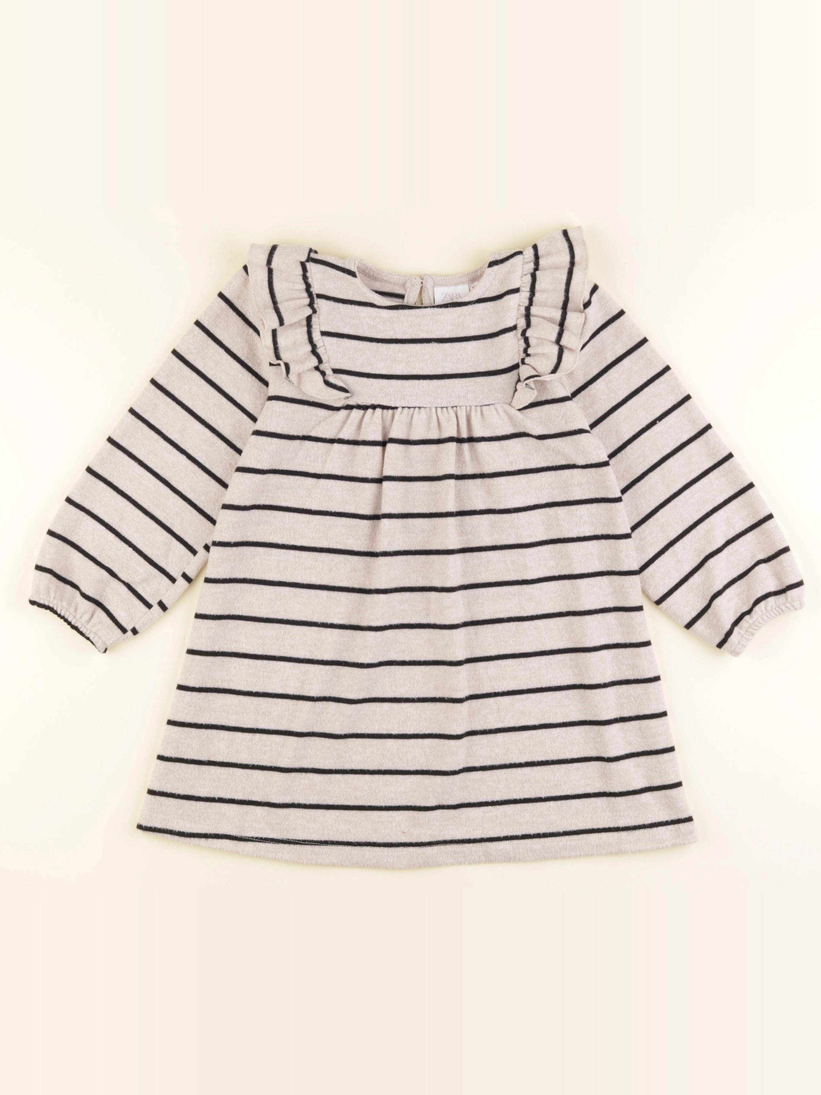 Zara - robe beige, noir - 3/4 ans