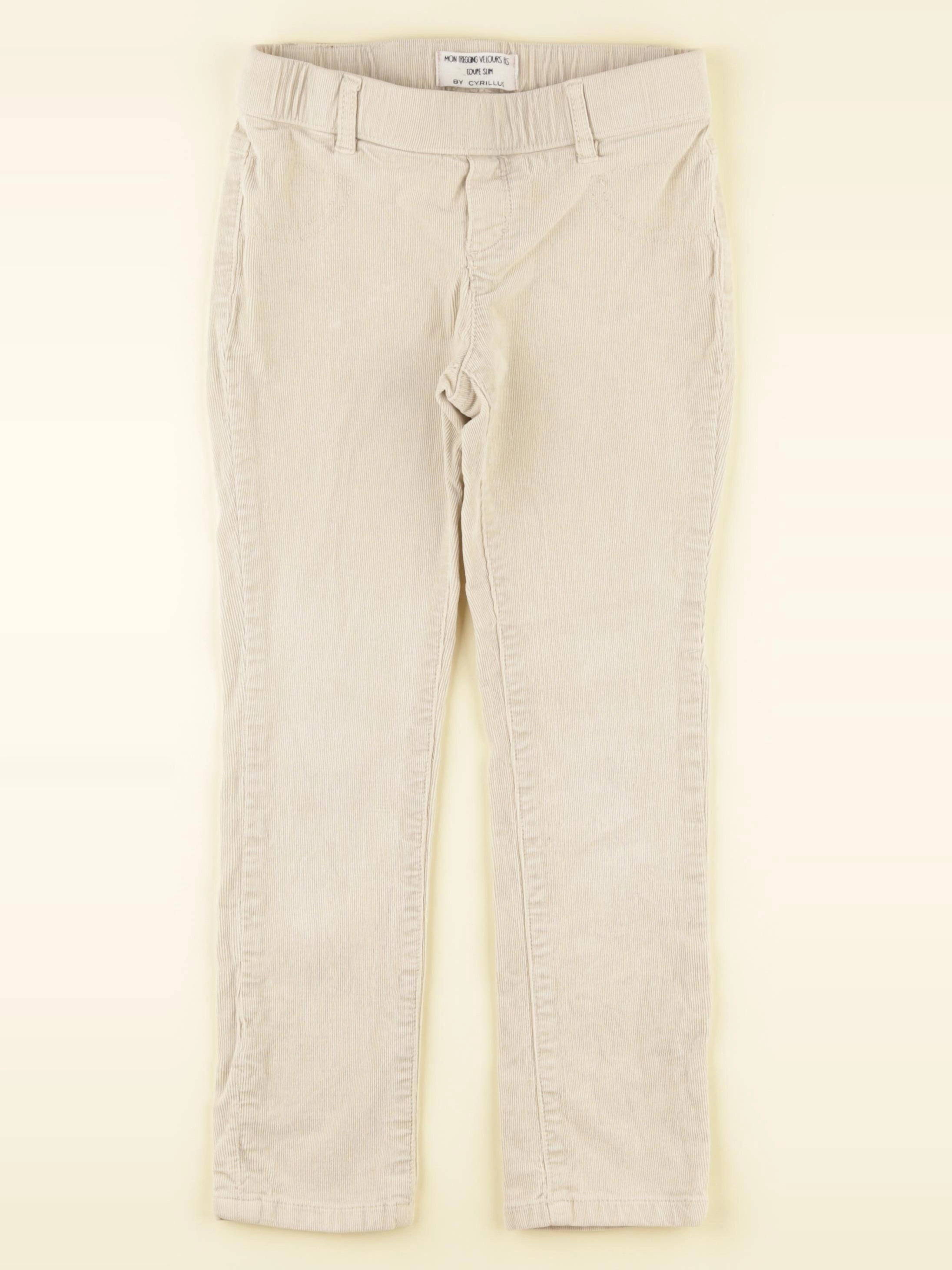 Cyrillus - jegging velours beige - 7 ans