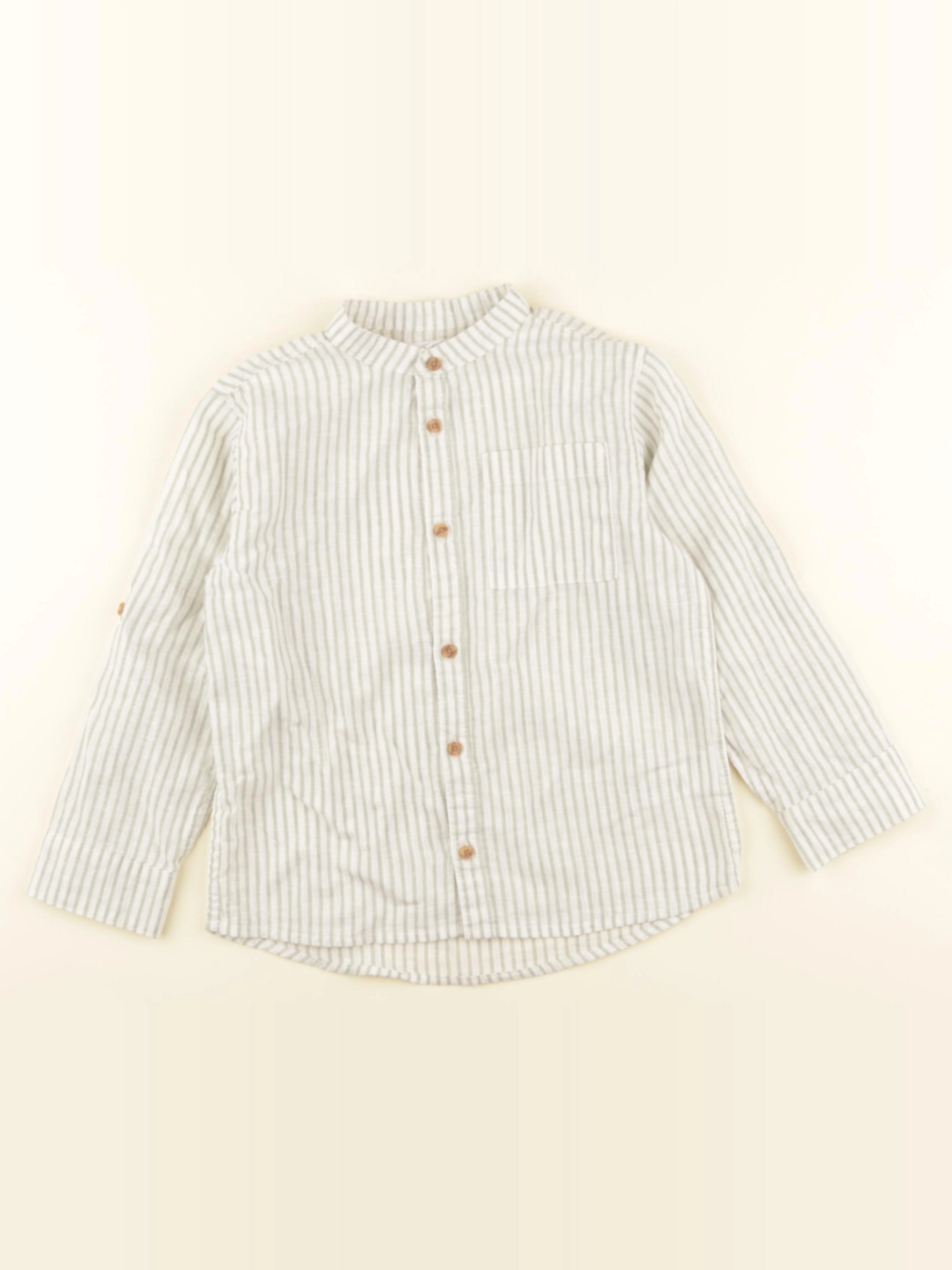 Vertbaudet - chemise blanc, vert - 8 ans