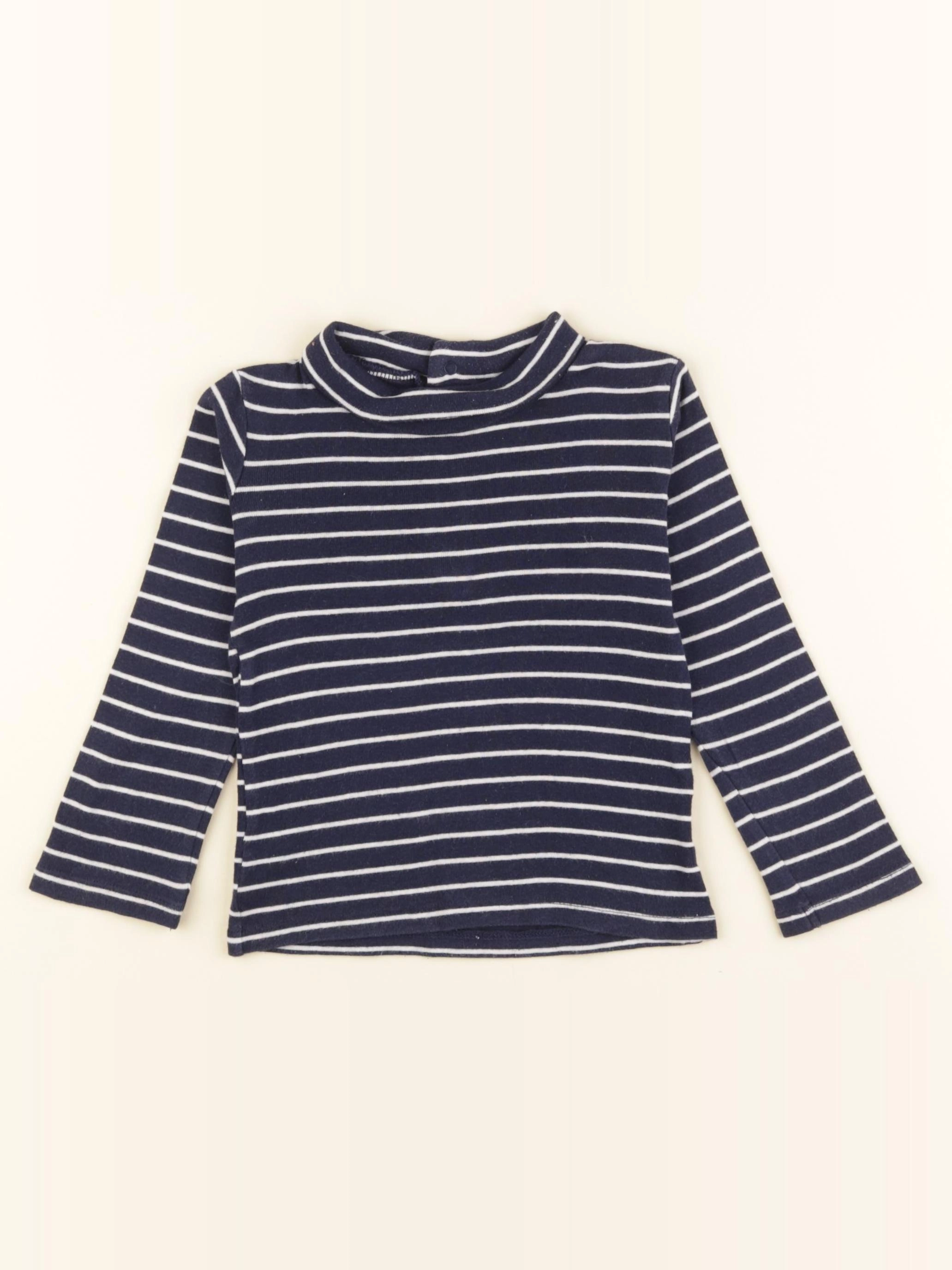 Vertbaudet - sous-pull bleu, blanc - 3 ans