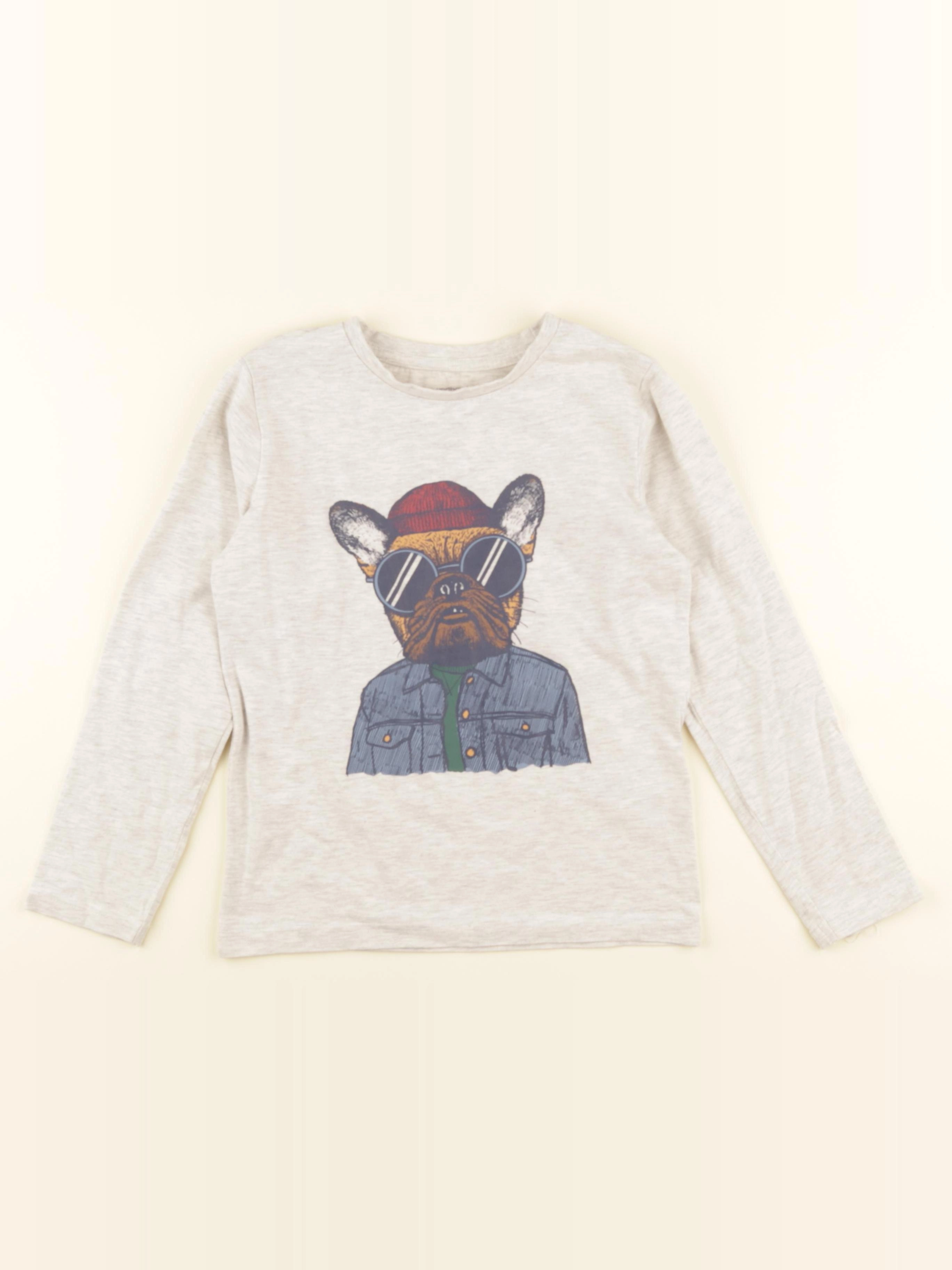 Vertbaudet - tee-shirt beige, gris - 8 ans