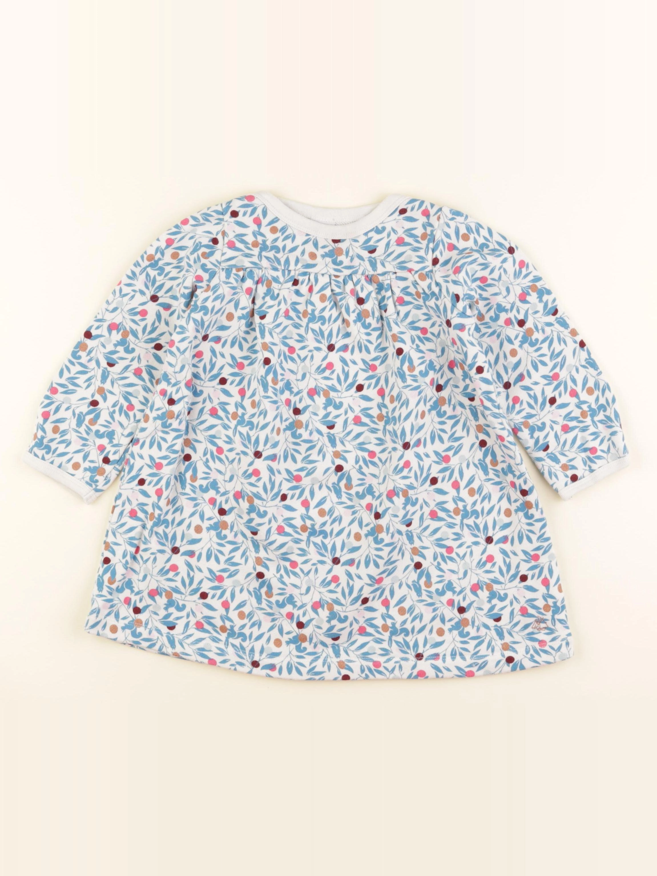 Petit Bateau - robe blanc, bleu - 18 mois