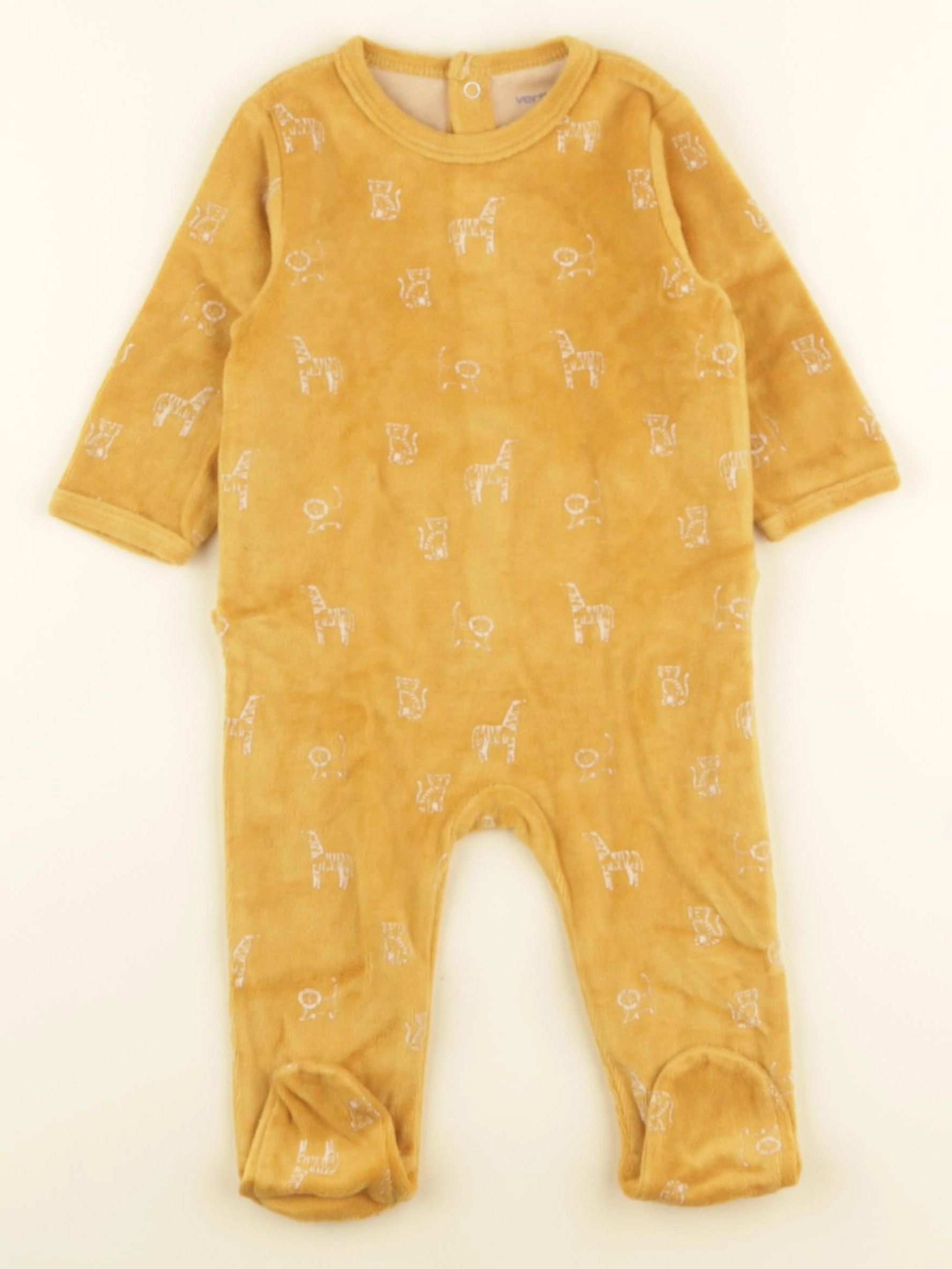 Vertbaudet - pyjama velours jaune - 6 mois