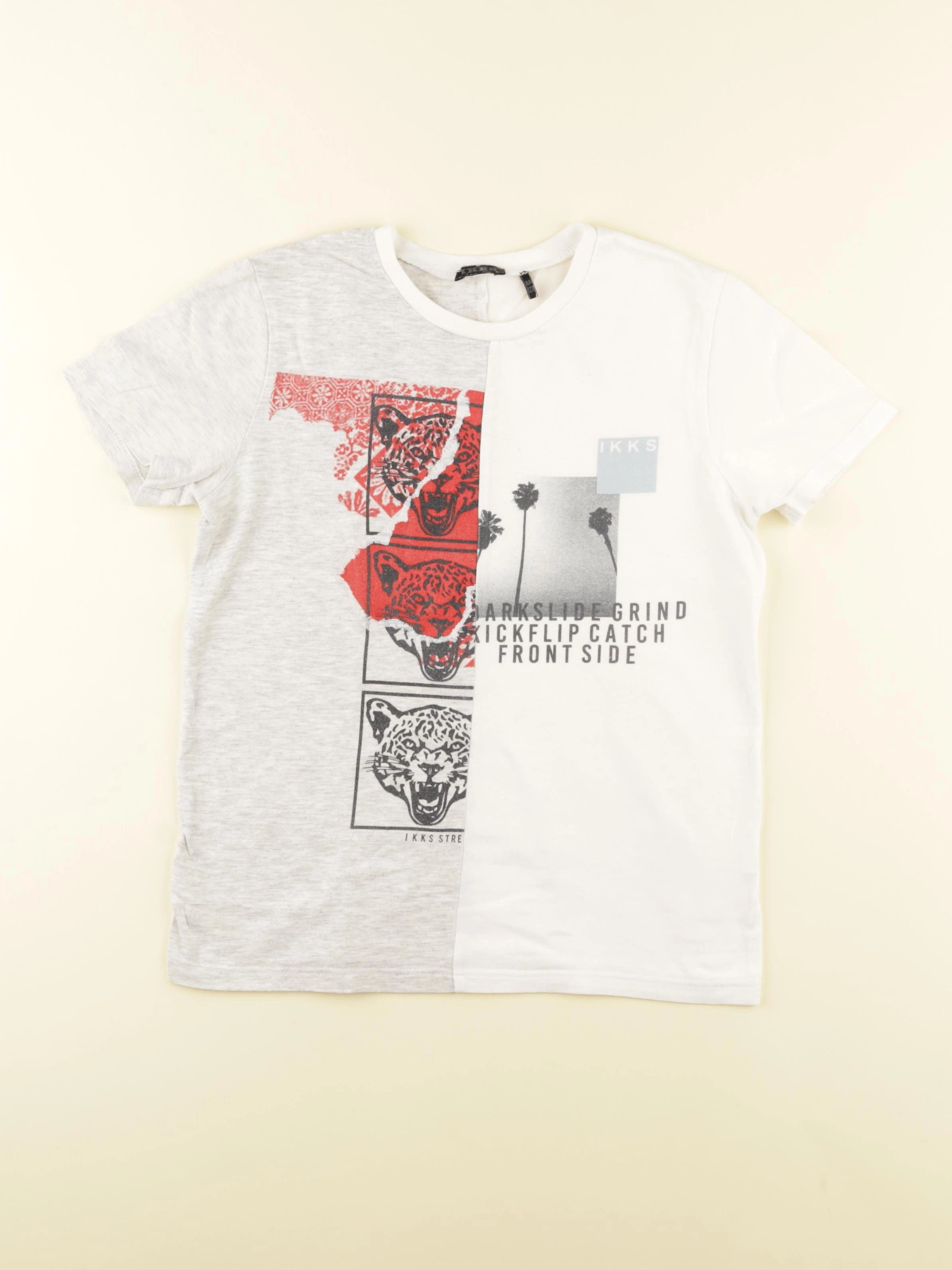 IKKS - tee-shirt gris, blanc - 8 ans
