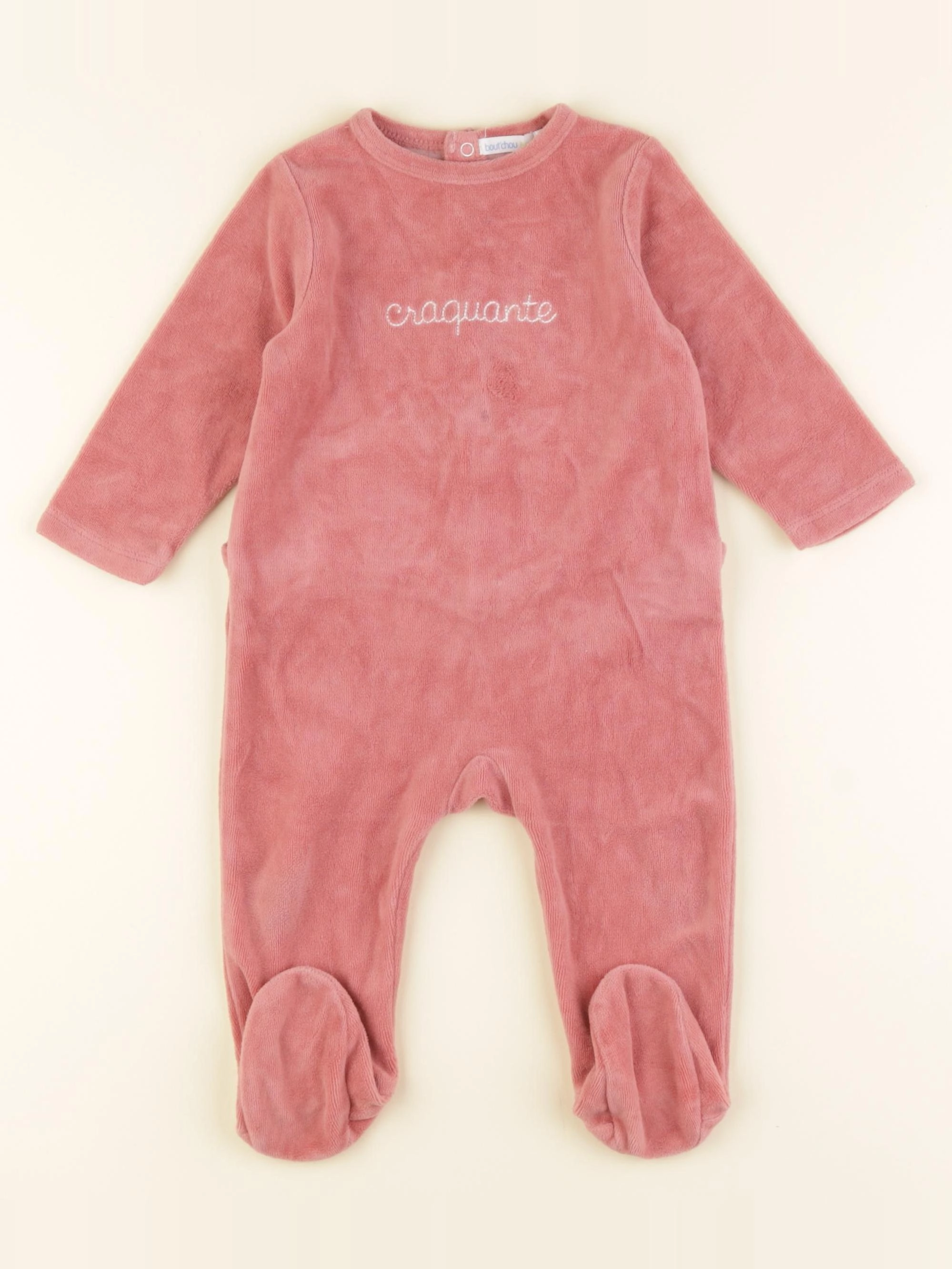 Boutchou - pyjama velours rose - 9 mois