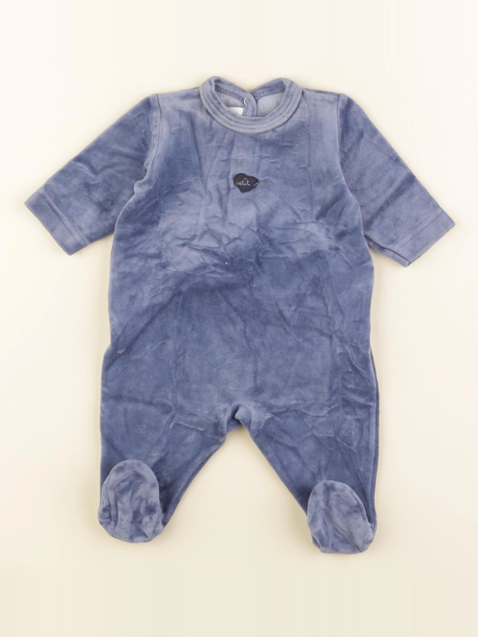 Petit Bateau - pyjama velours bleu - 1 mois