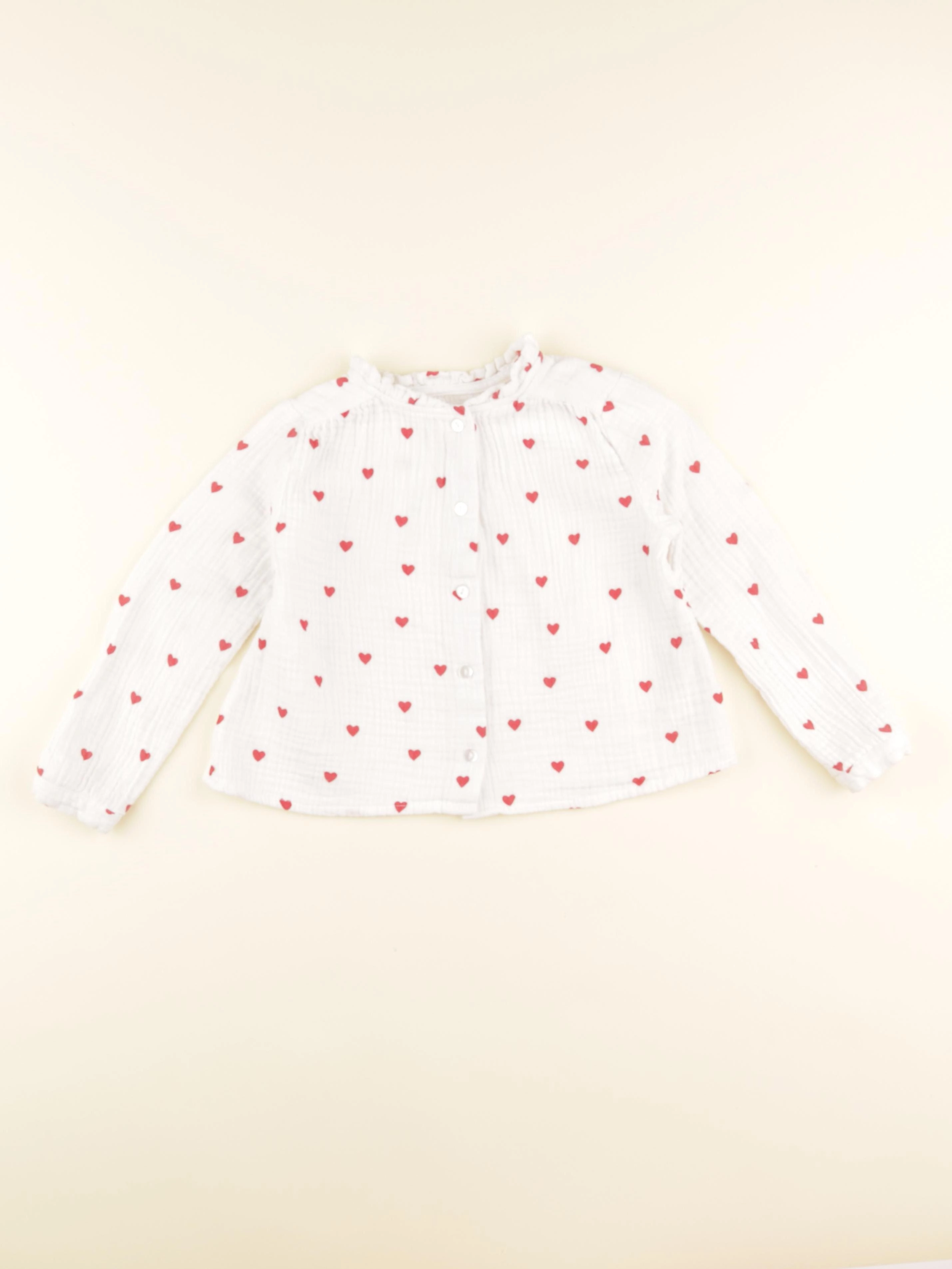 Vertbaudet - blouse blanc, rouge - 4 ans