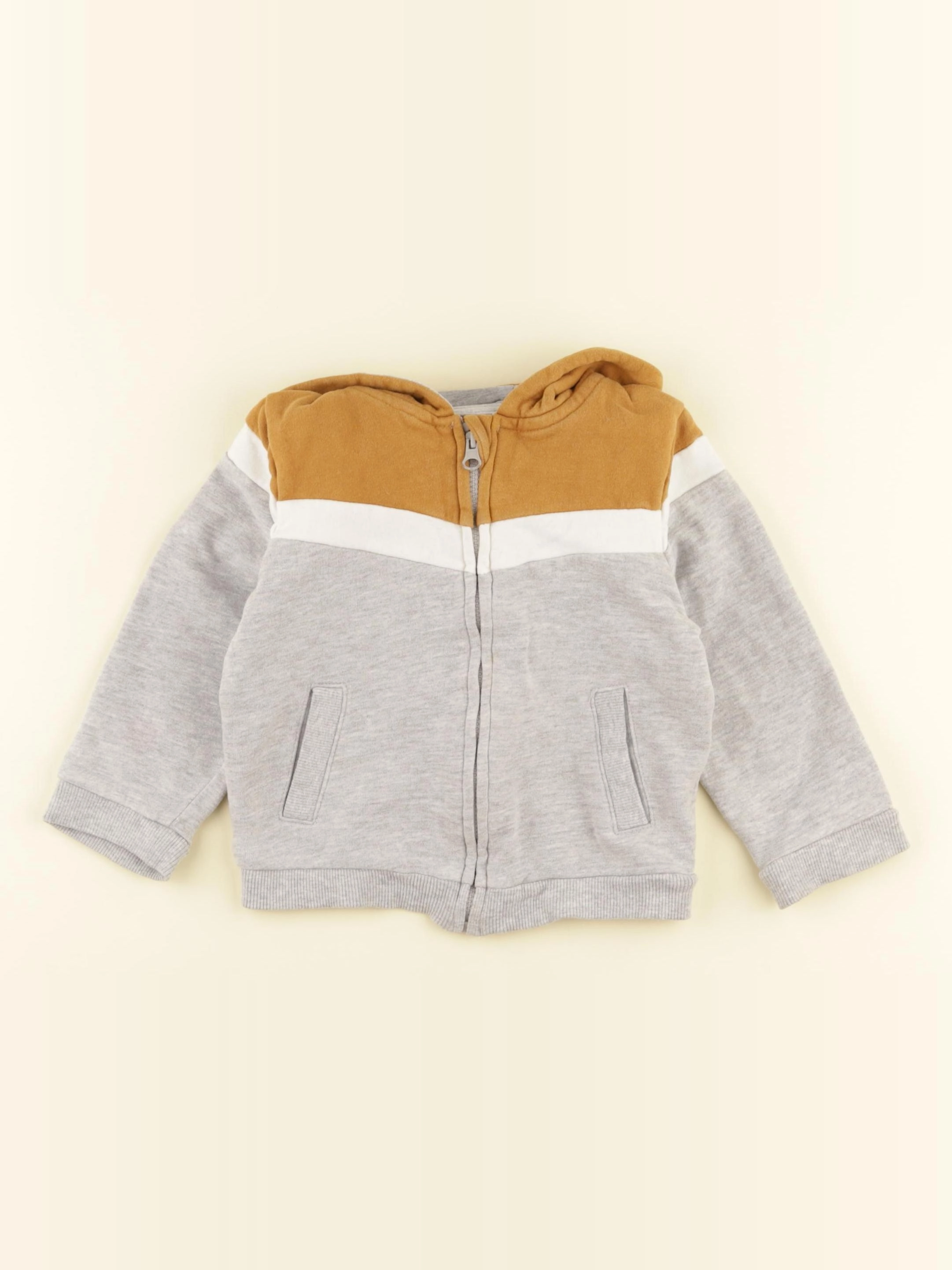 Vertbaudet - sweat blanc, gris, marron - 24 mois