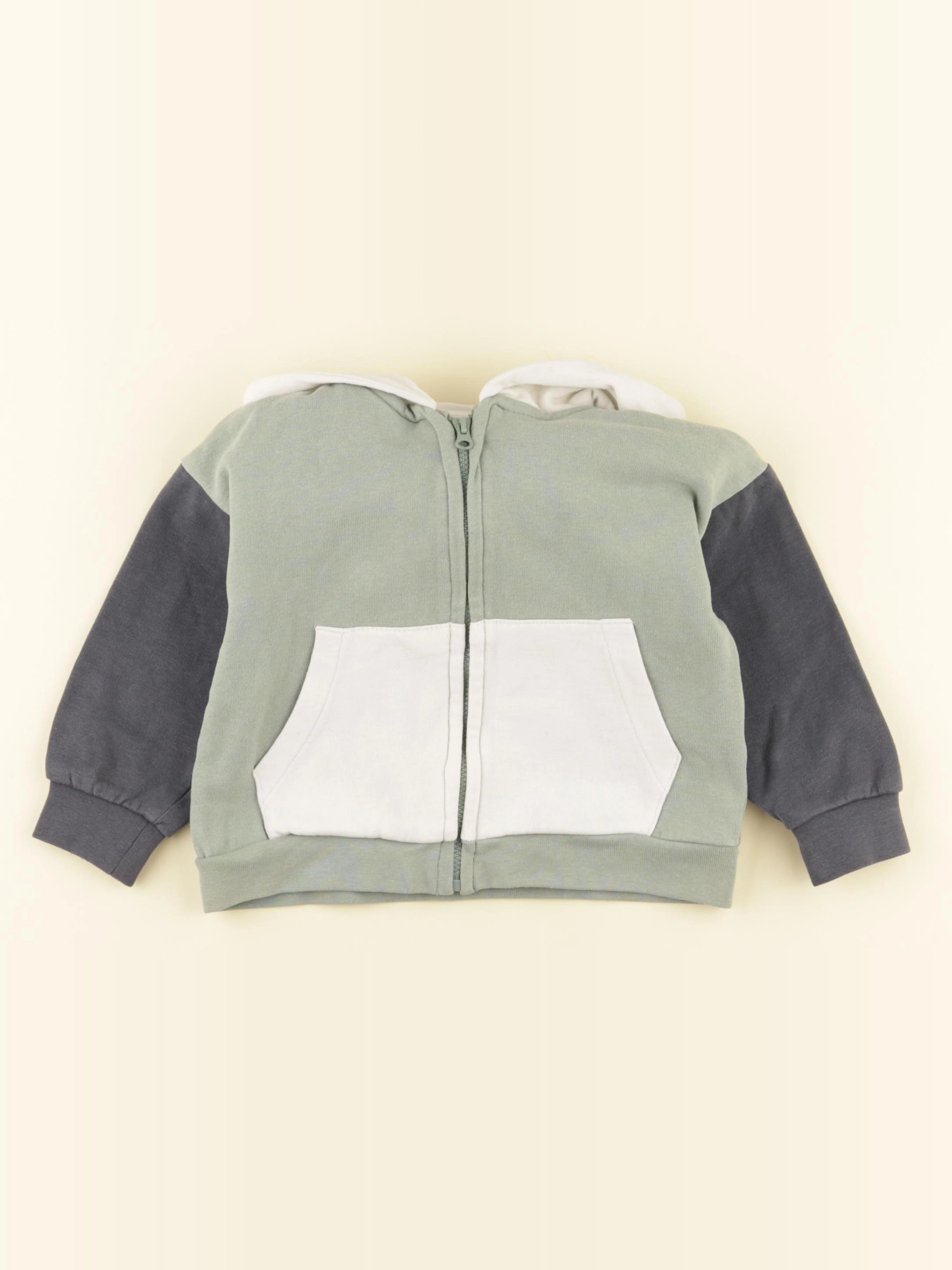 Vertbaudet - sweat vert, gris, blanc - 24 mois