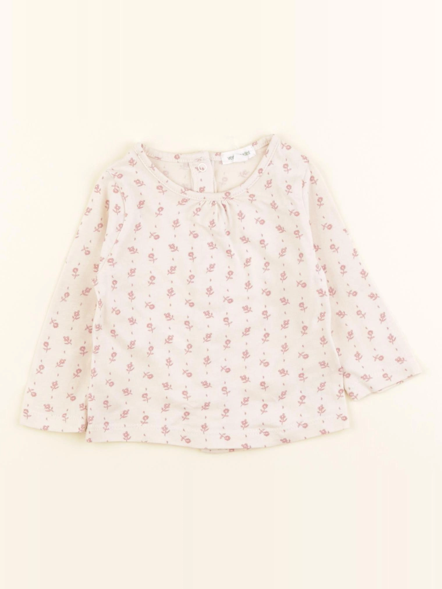 Vertbaudet - tee-shirt blanc, rose - 6 mois