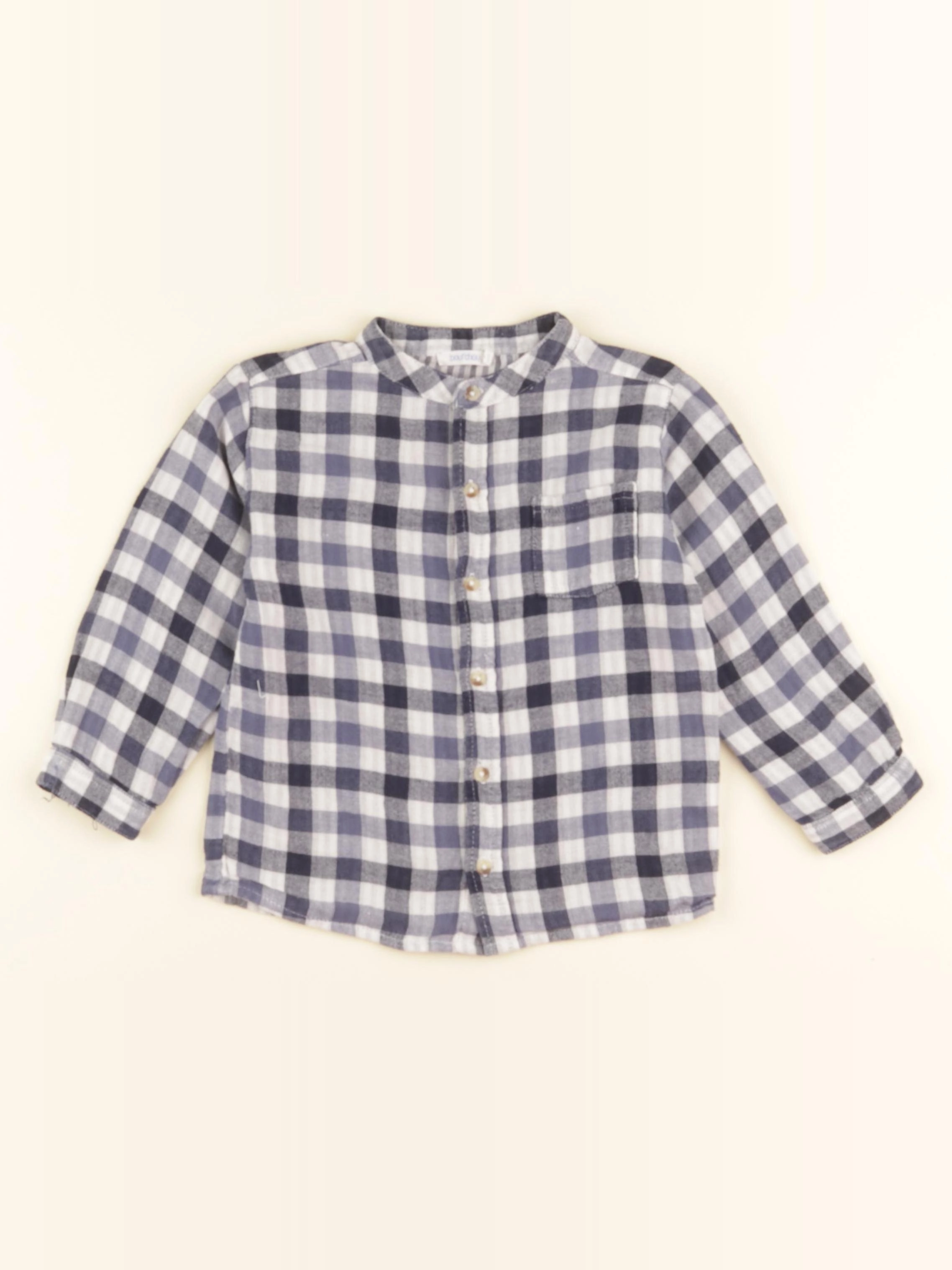 Boutchou - chemise blanc, bleu - 24 mois