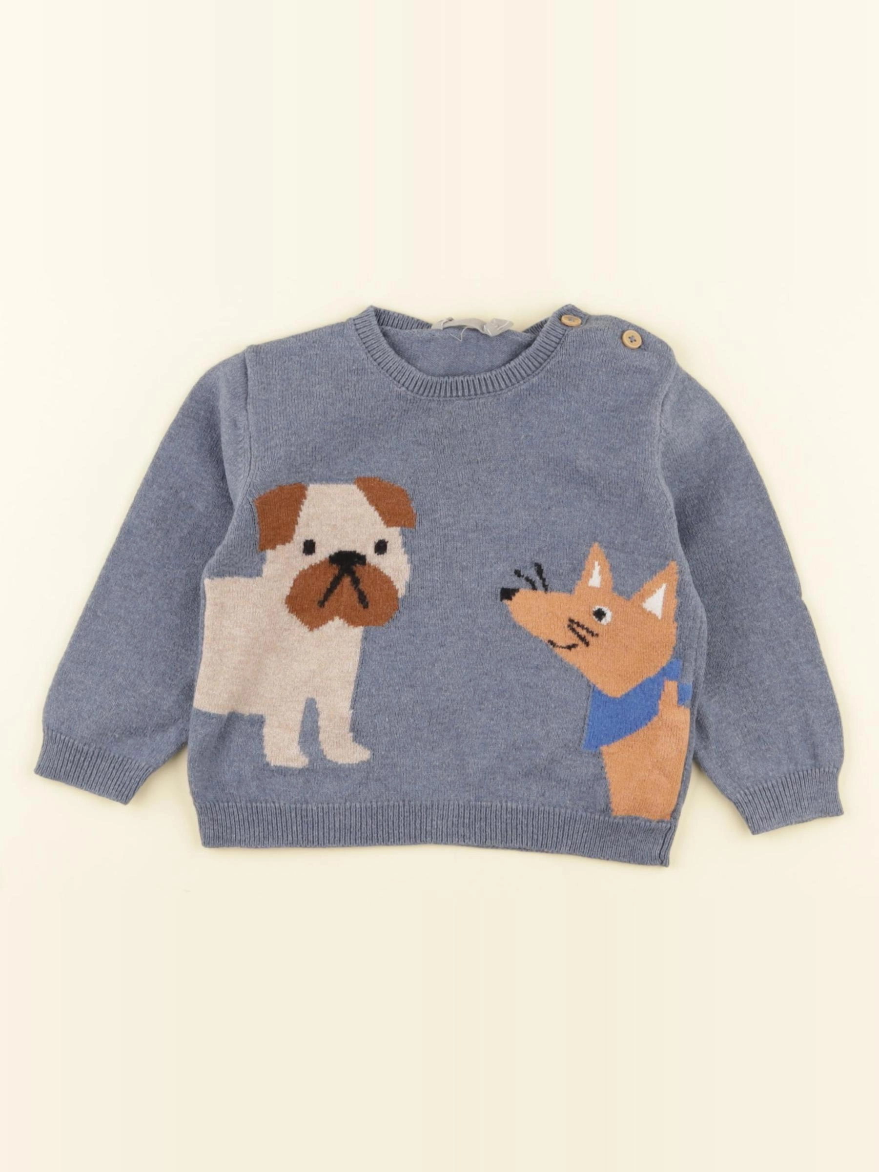 Boutchou - pull bleu - 9 mois