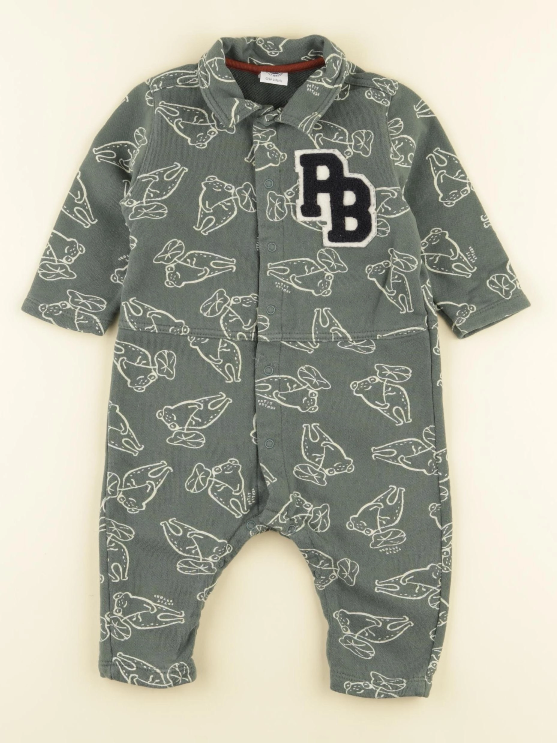 Petit Bateau - combinaison vert - 6 mois