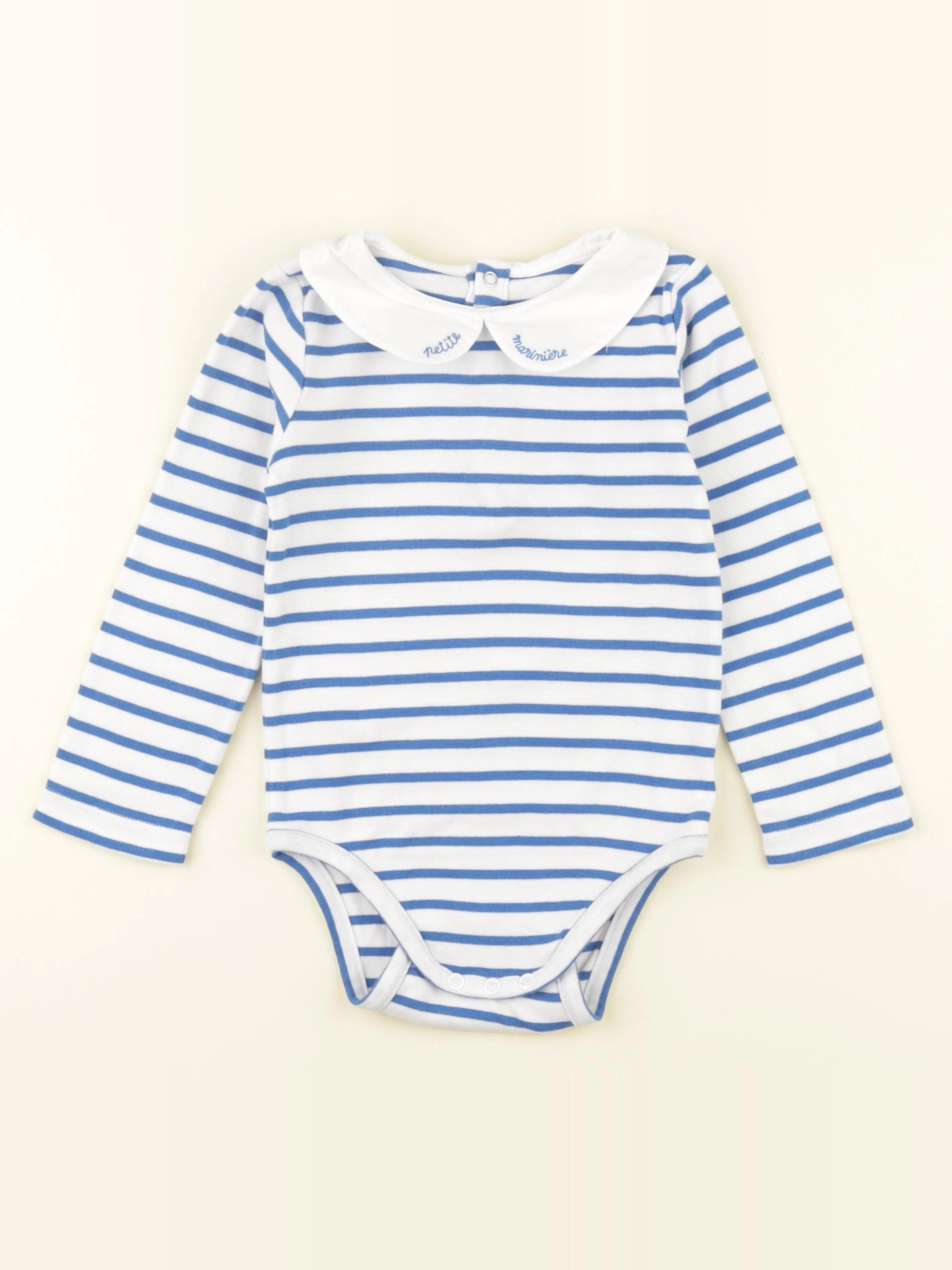 Jacadi - body à col blanc, bleu - 24 mois