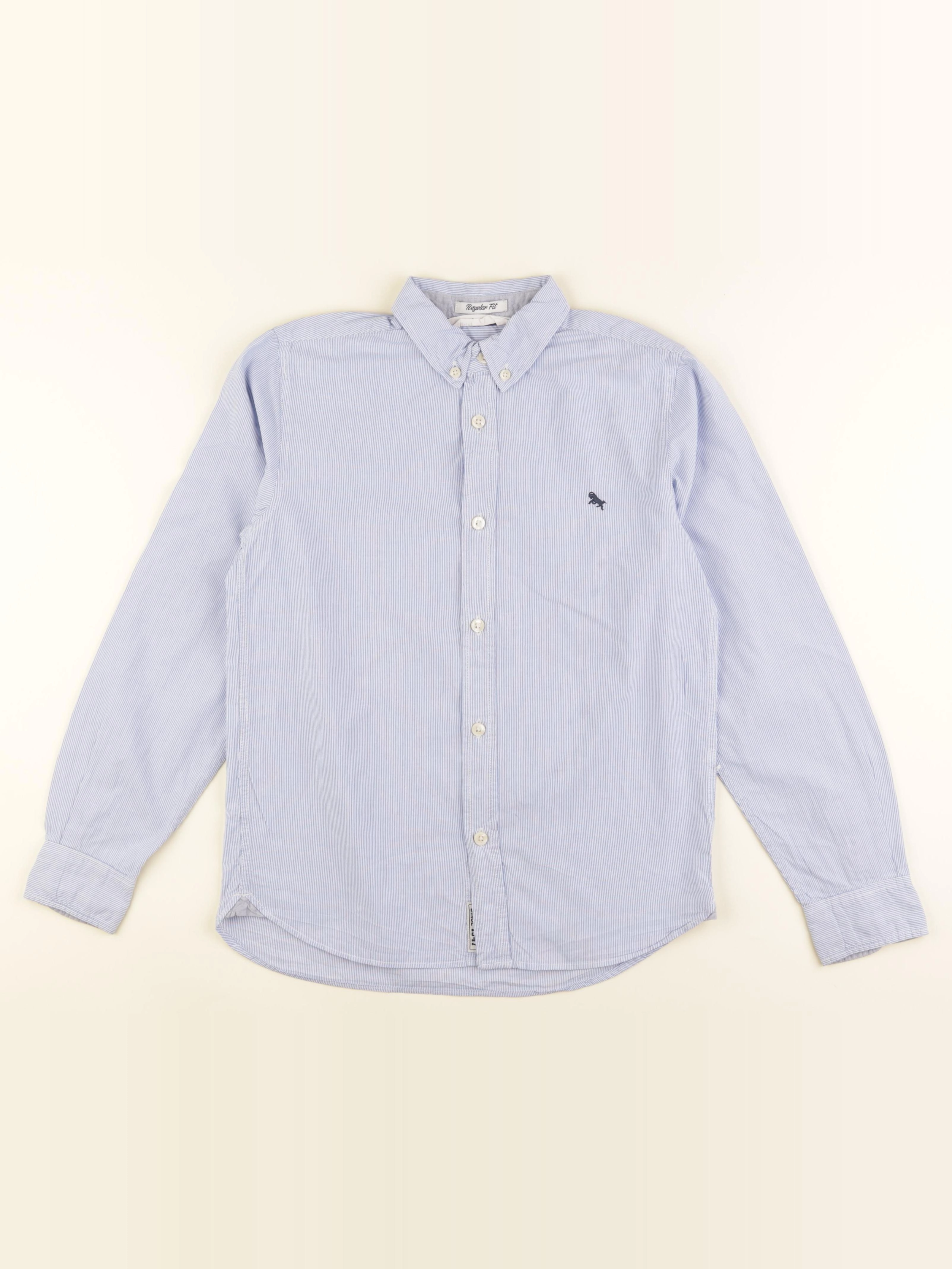 H&M - chemise bleu, blanc - 11/12 ans