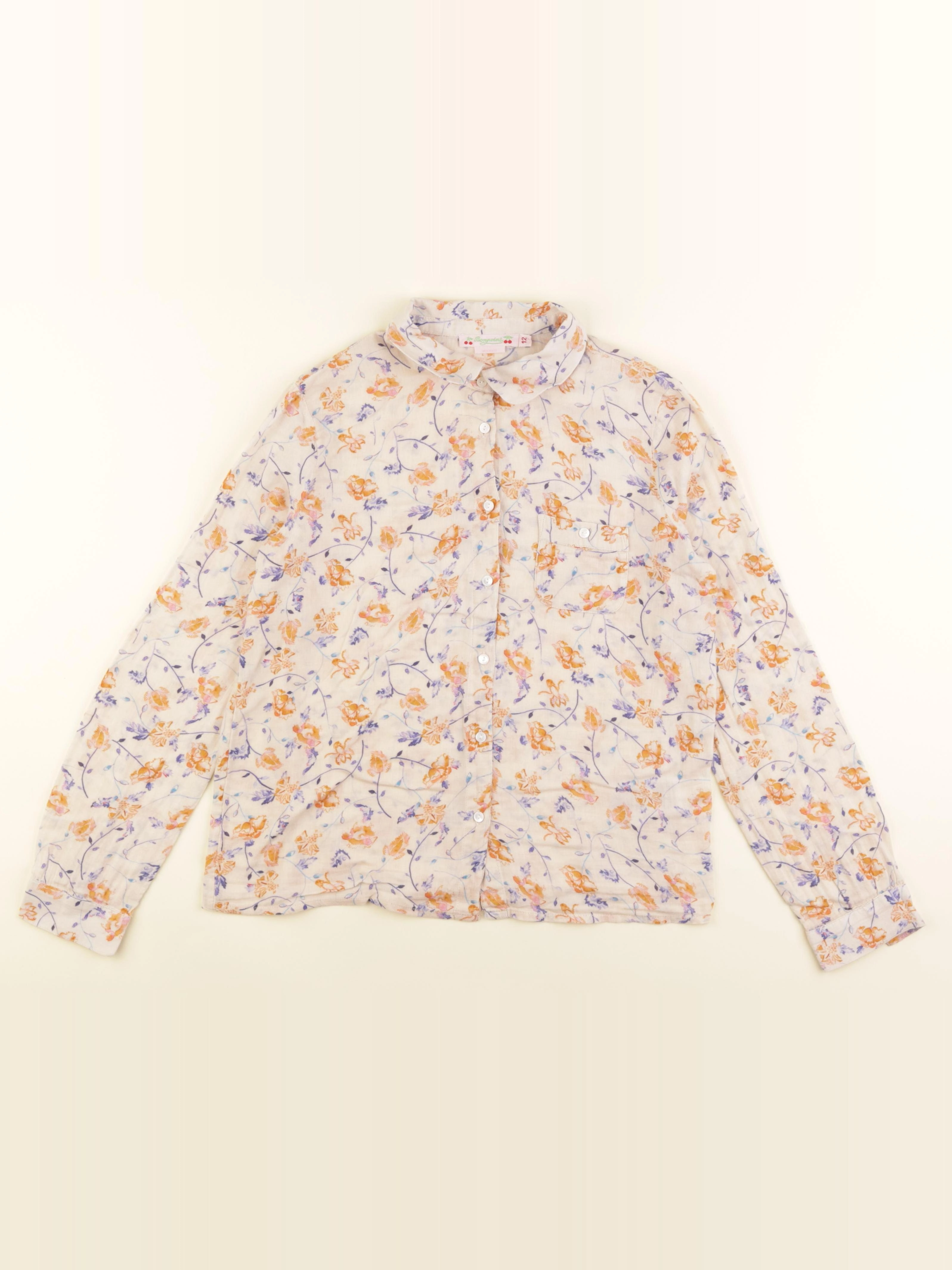 Bonpoint - blouse beige, orange, violet - 12 ans