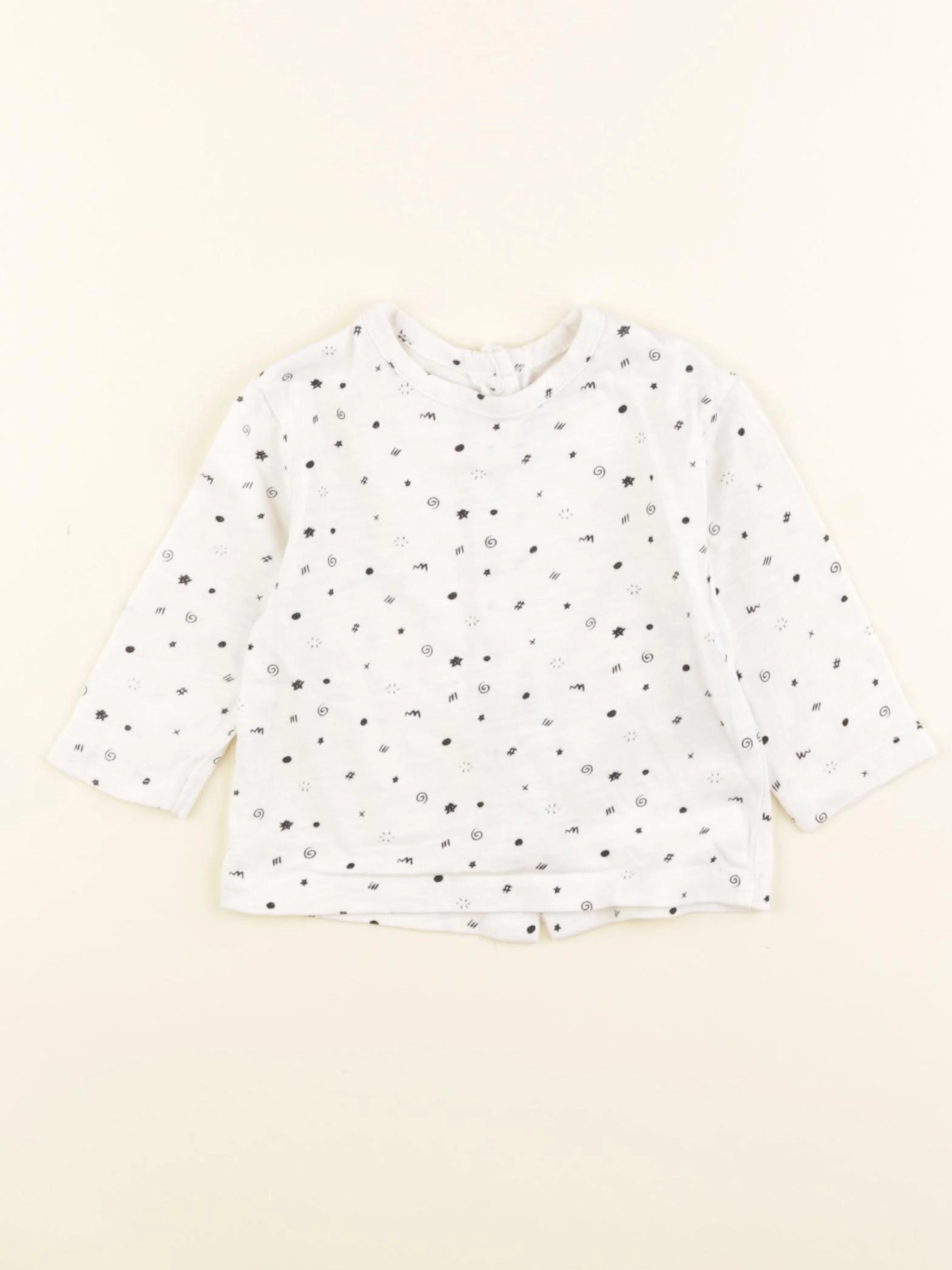 Vertbaudet - tee-shirt blanc, noir - 3 mois