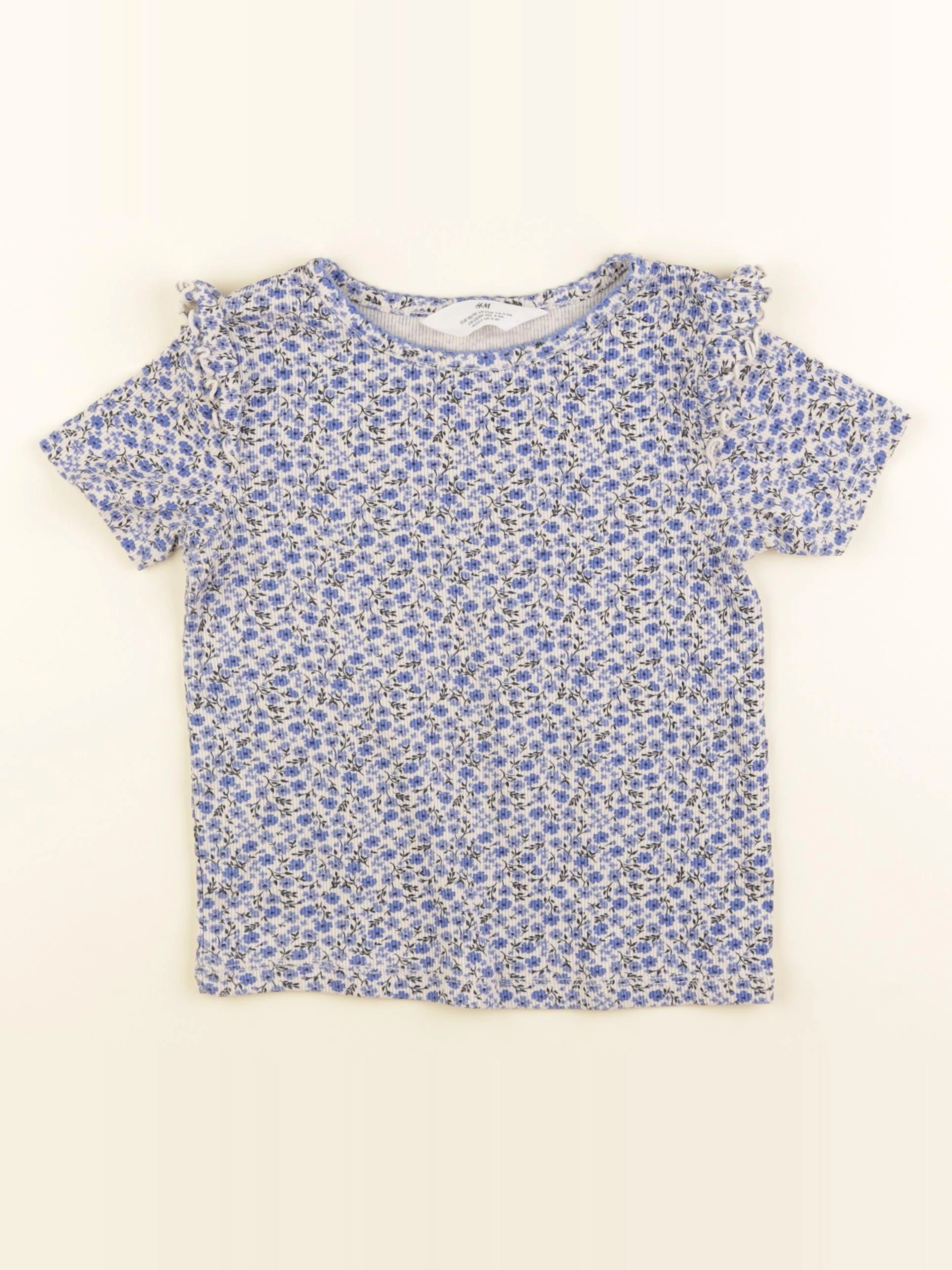 H&M - tee-shirt bleu, blanc - 4/6 ans