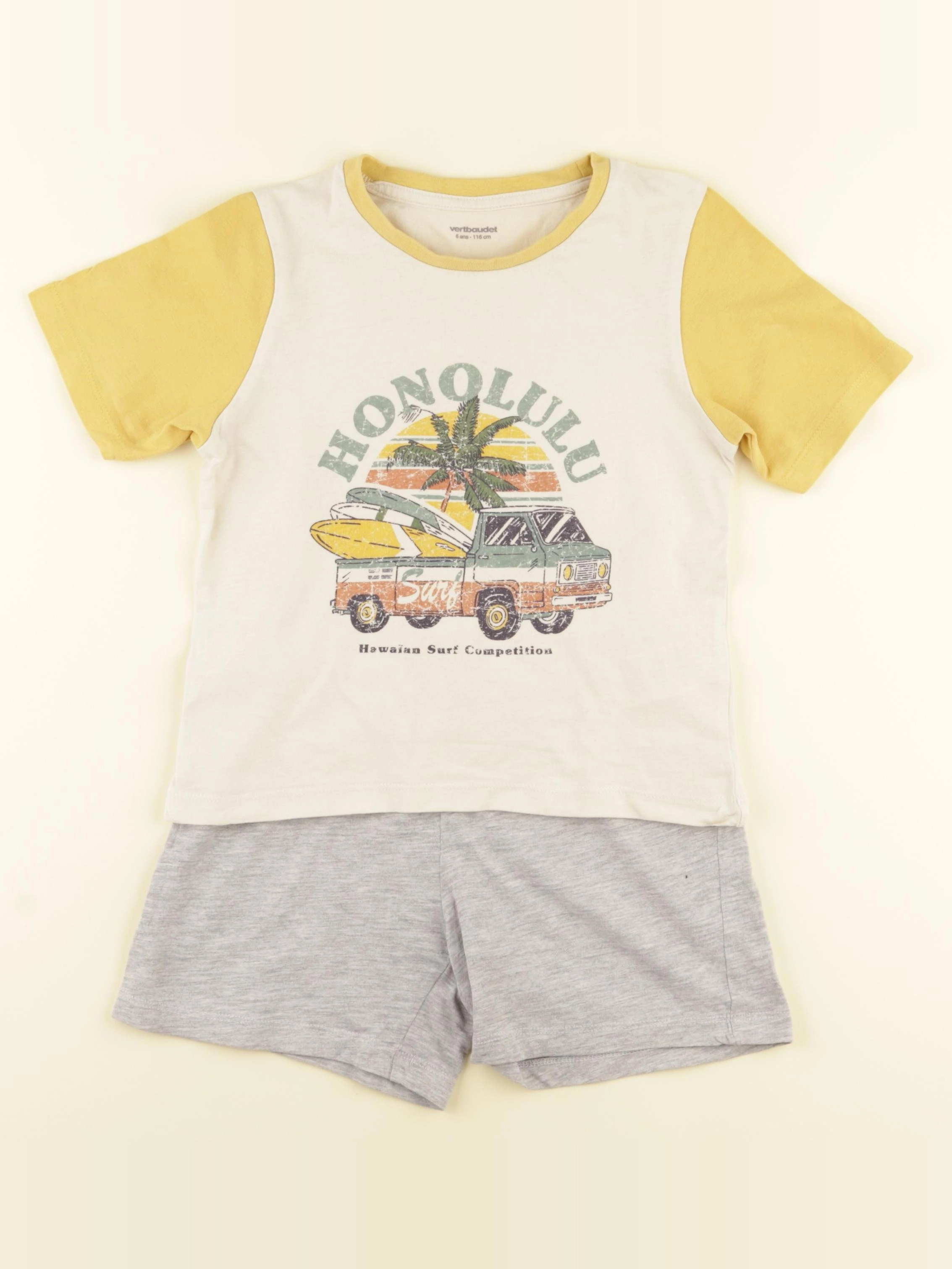 Vertbaudet - pyjama coton jaune - 6 ans