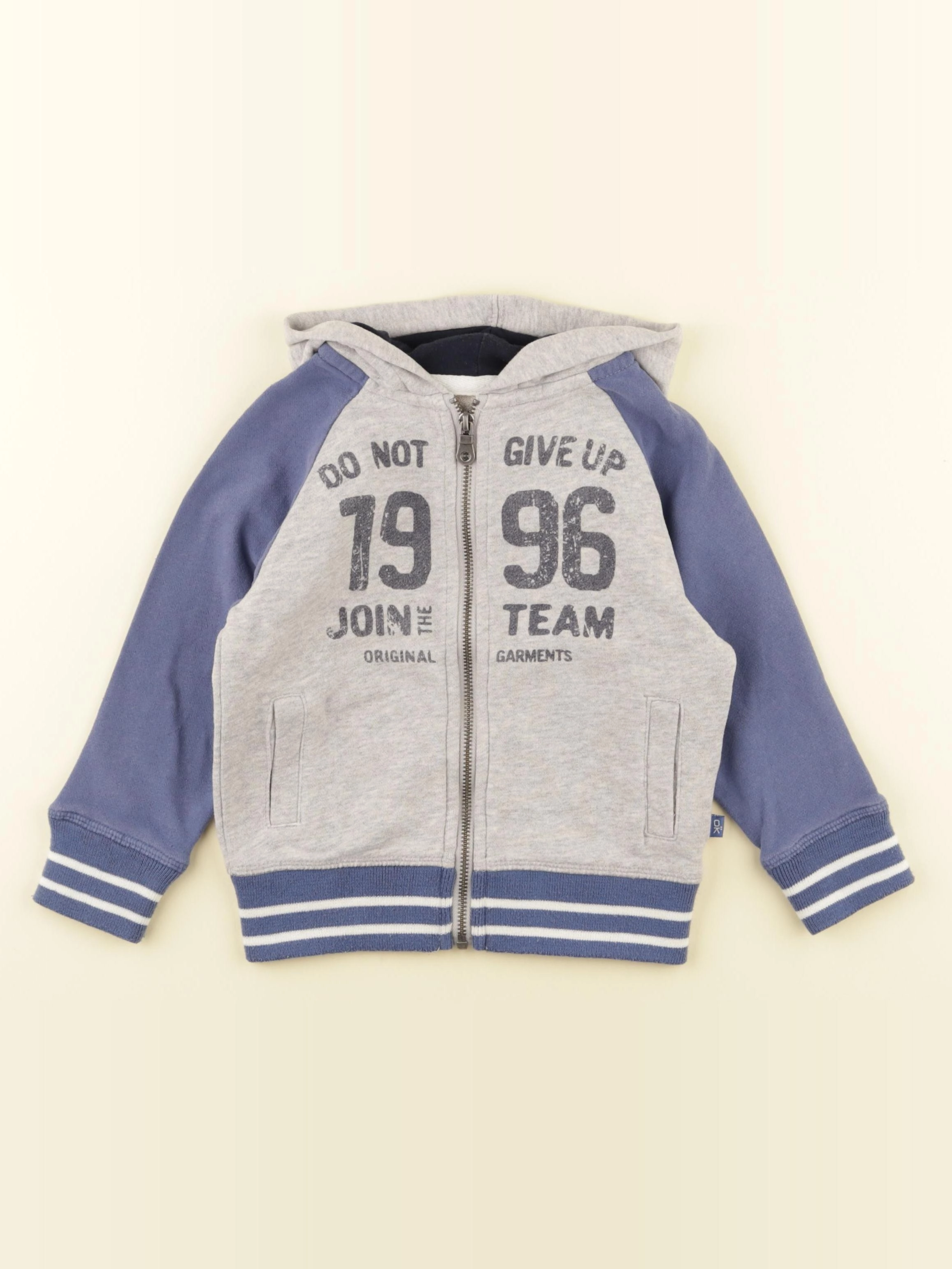 Okaidi - sweat bleu, gris - 2 ans