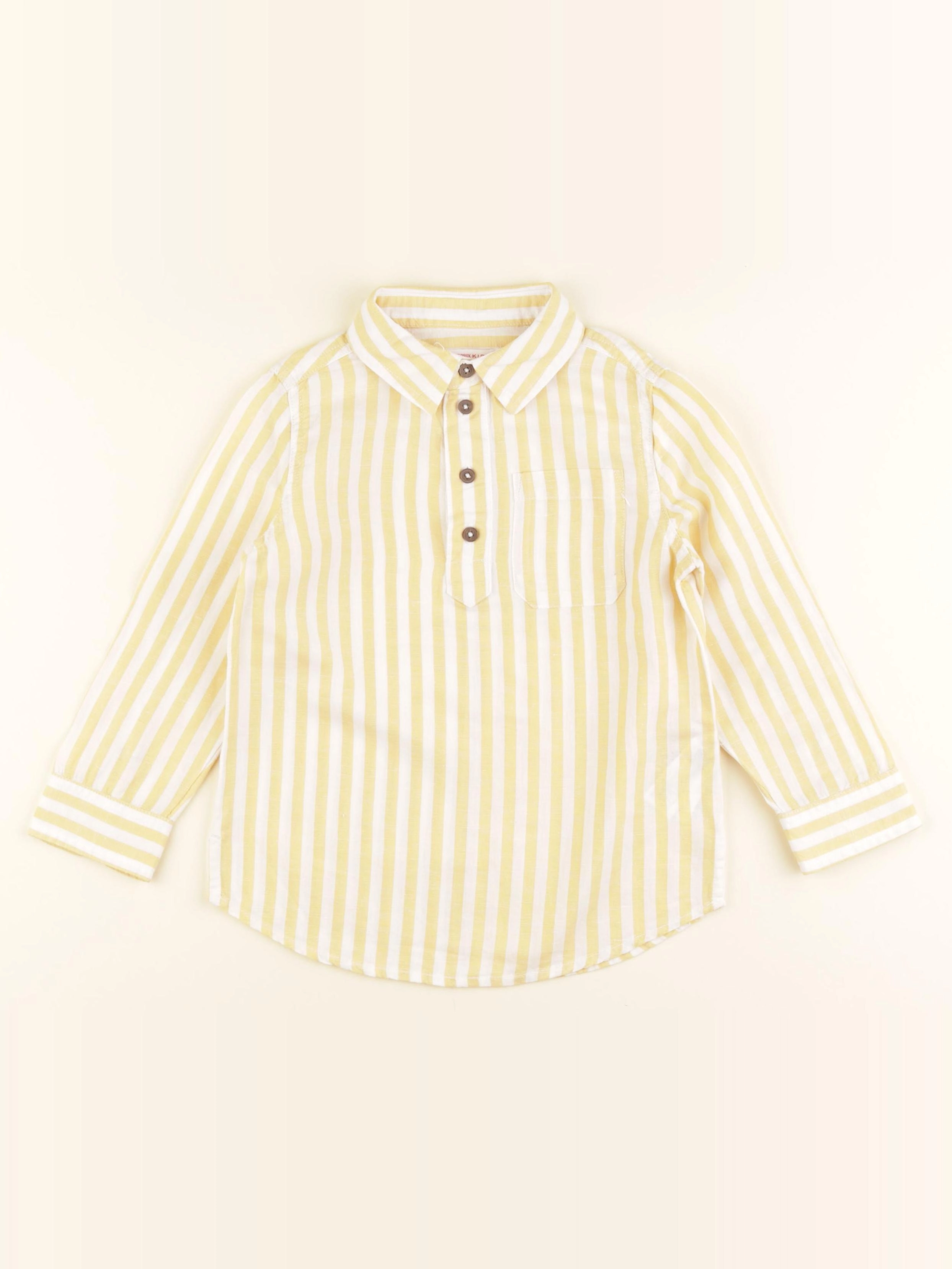 Monoprix - chemise jaune, blanc - 4 ans