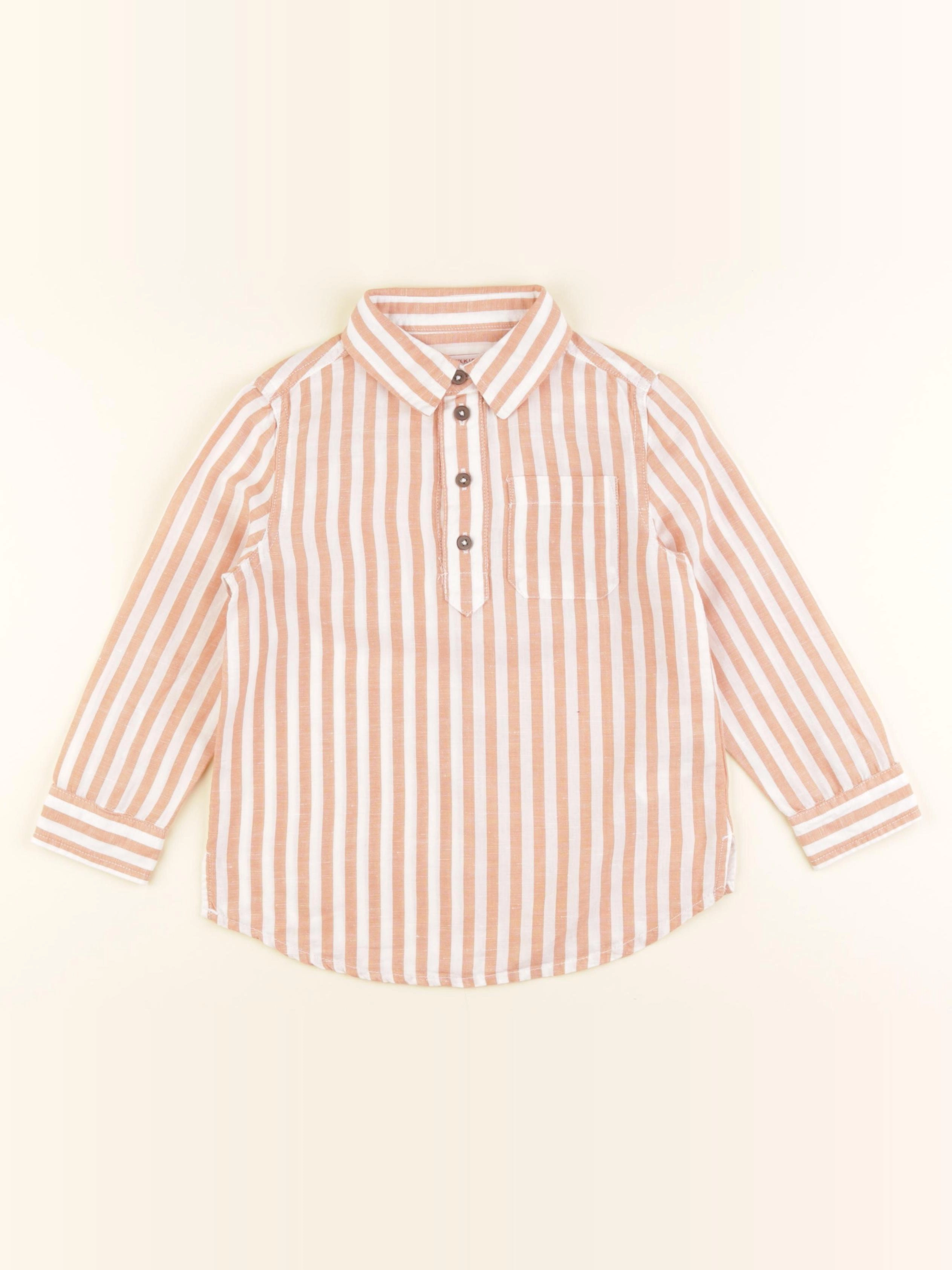 Monoprix - chemise orange, blanc - 4 ans