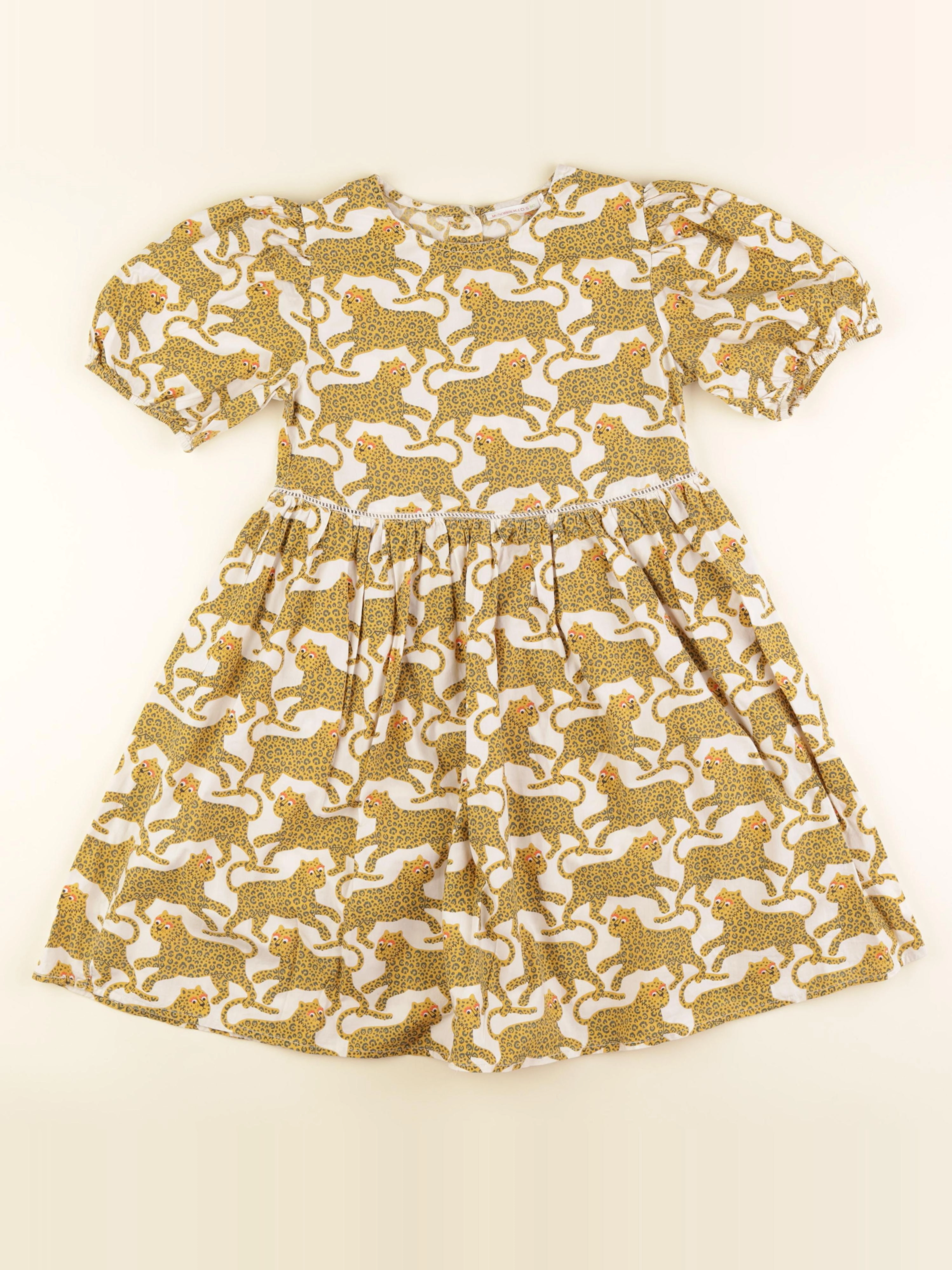 Monoprix - robe marron, beige - 8 ans