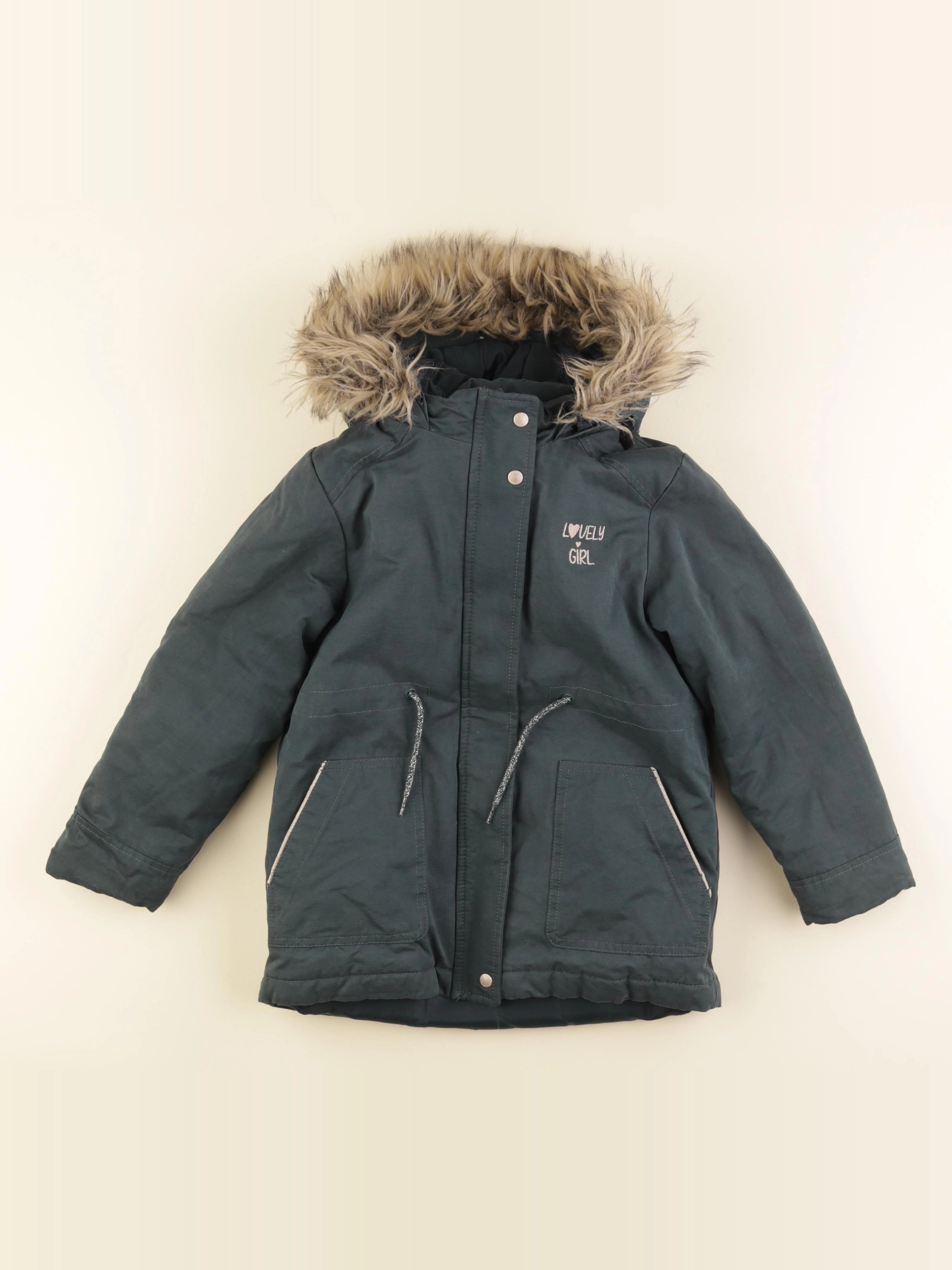 Vertbaudet - parka doublure amovible vert - 7 ans