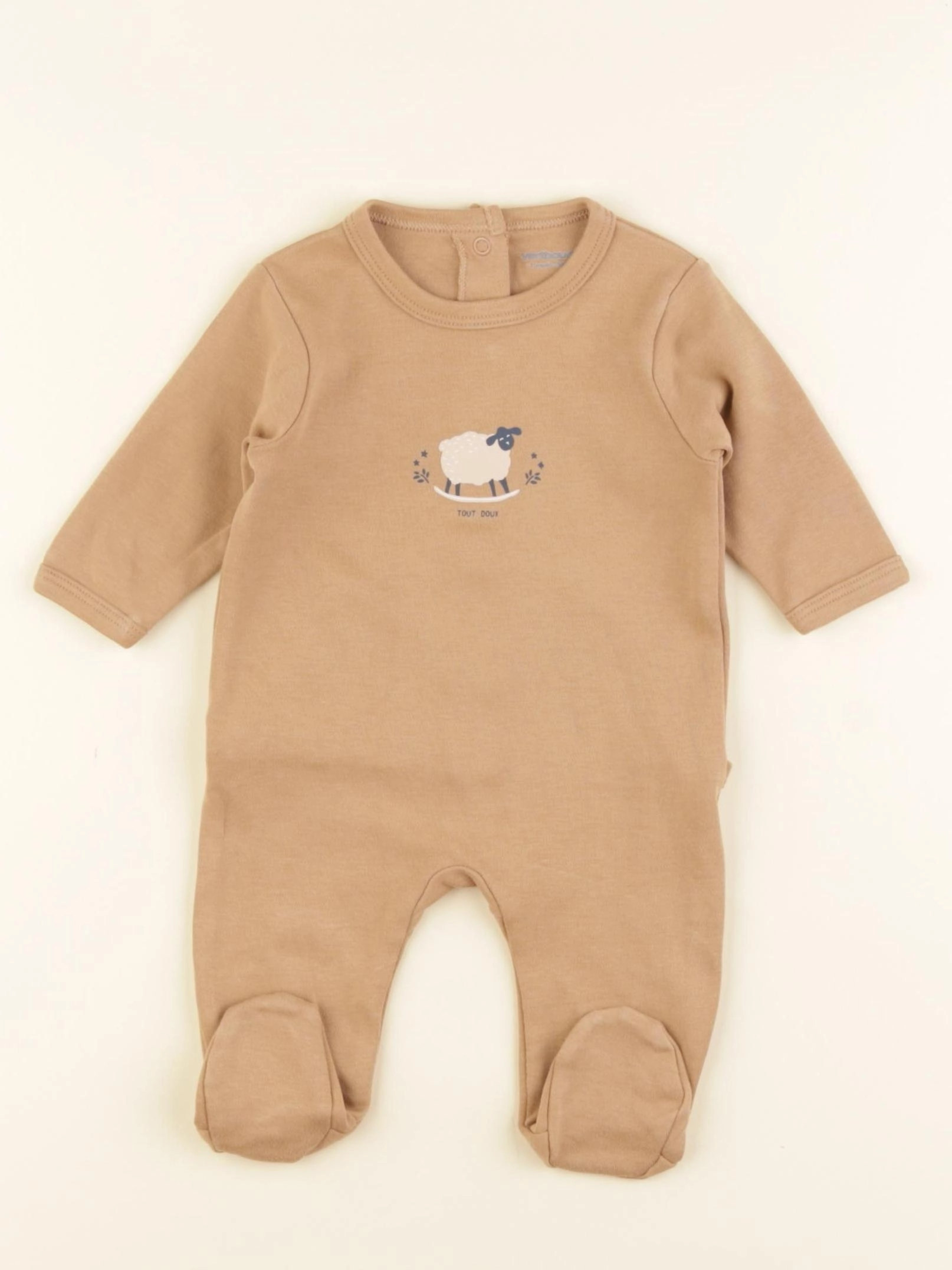 Vertbaudet - pyjama coton marron - 1 mois