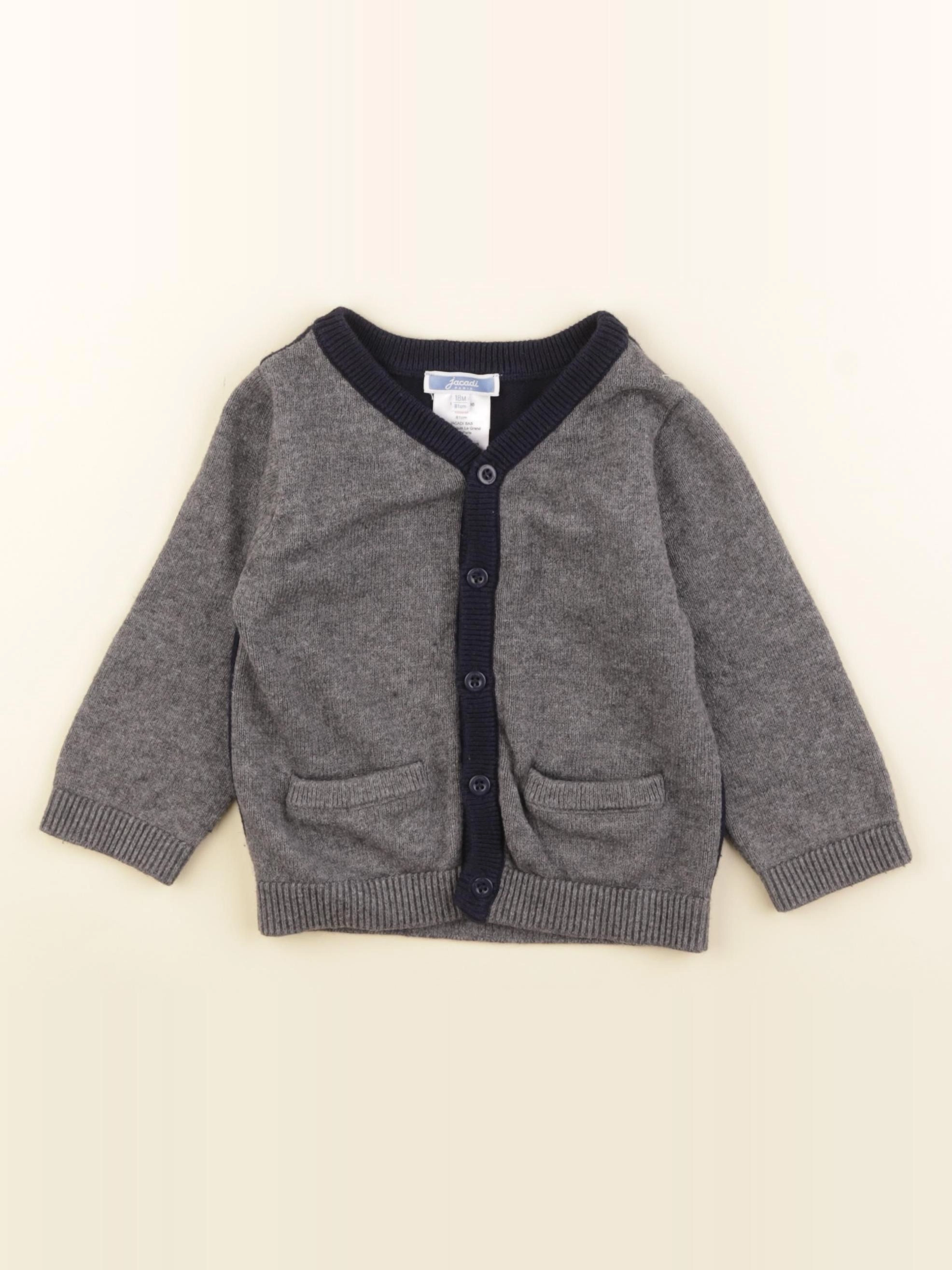 Jacadi - gilet gris, bleu - 18 mois