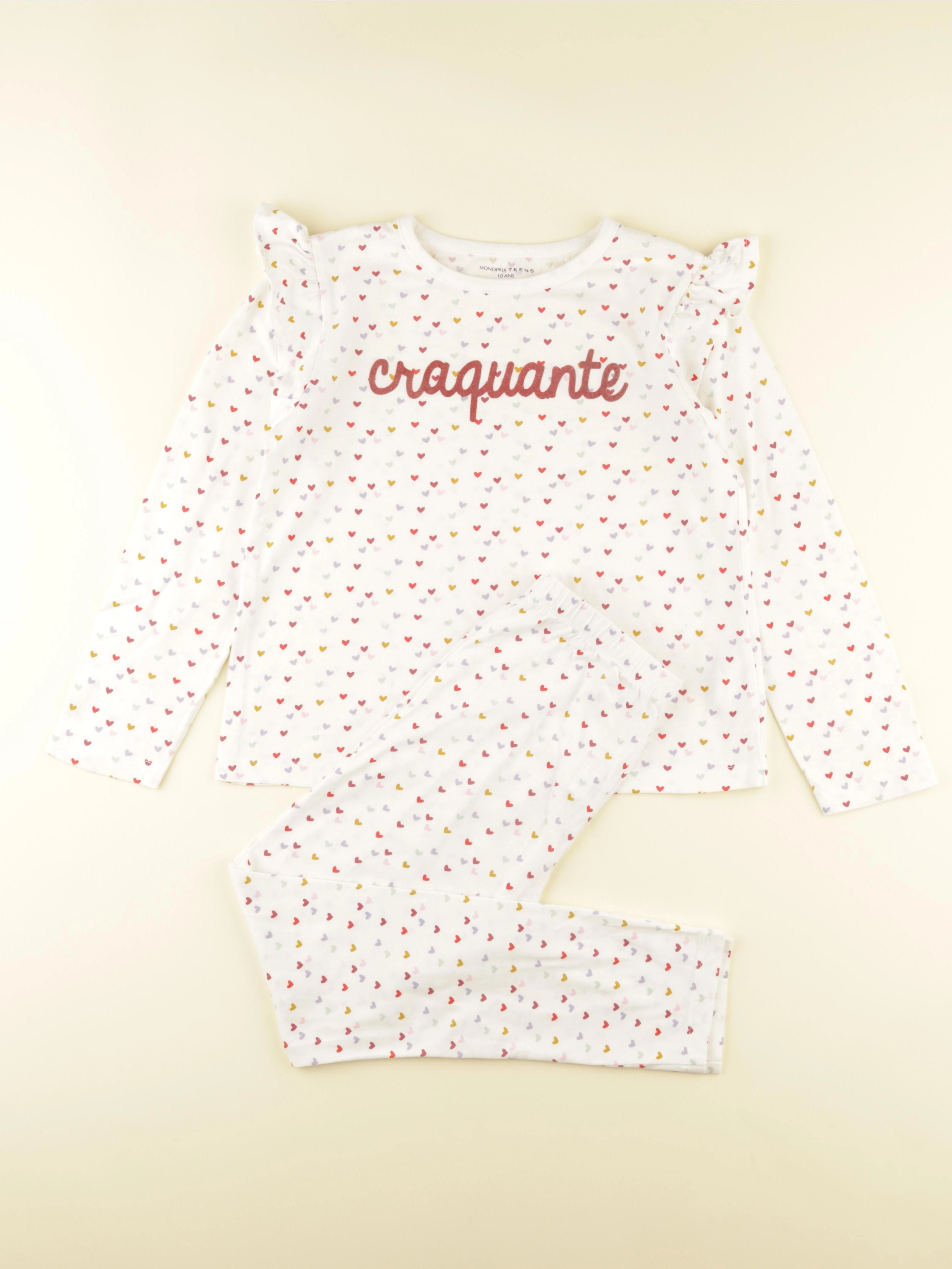 Monoprix - pyjama coton blanc - 8 ans
