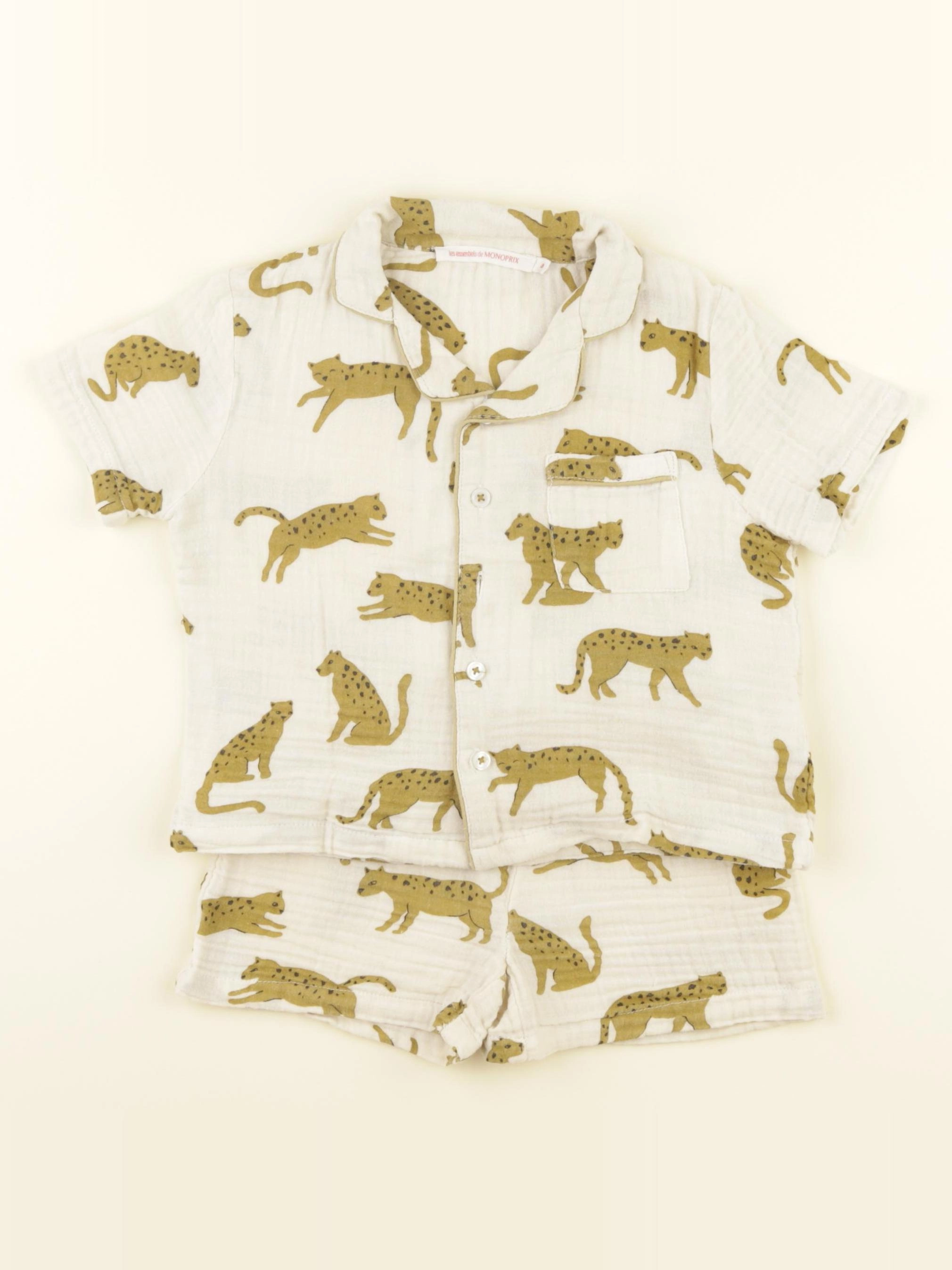 Monoprix - pyjama coton beige - 3 ans