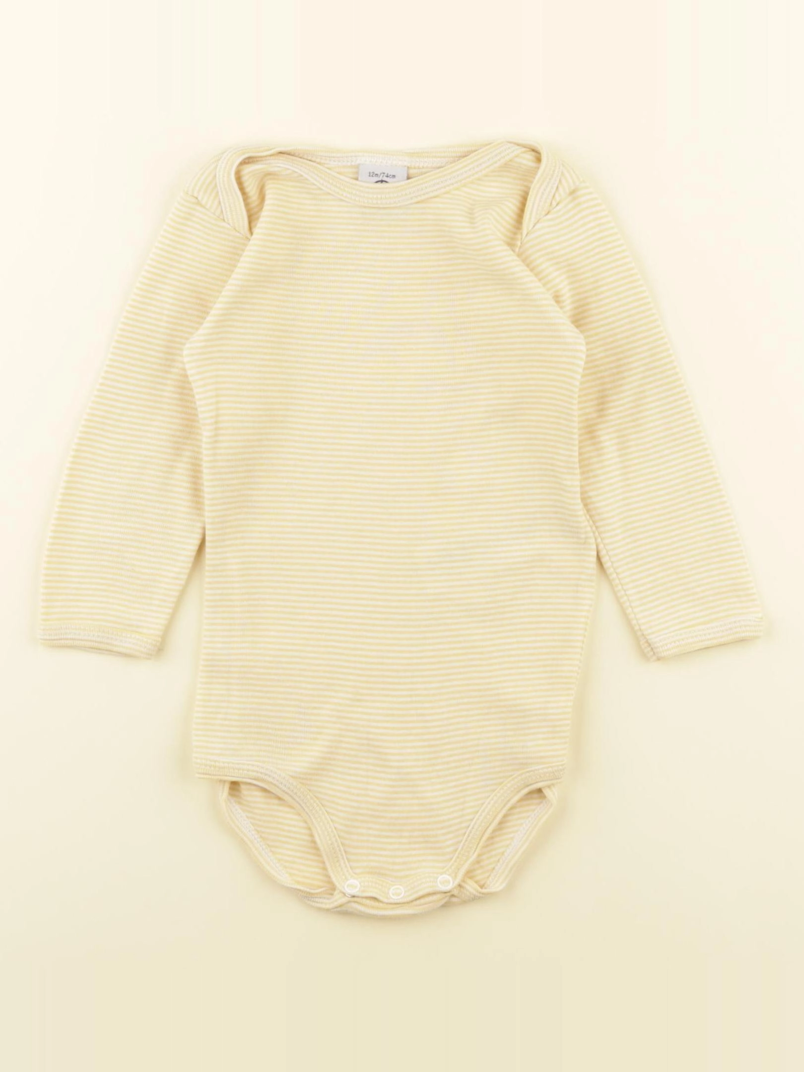 Petit Bateau - body blanc, jaune - 12 mois