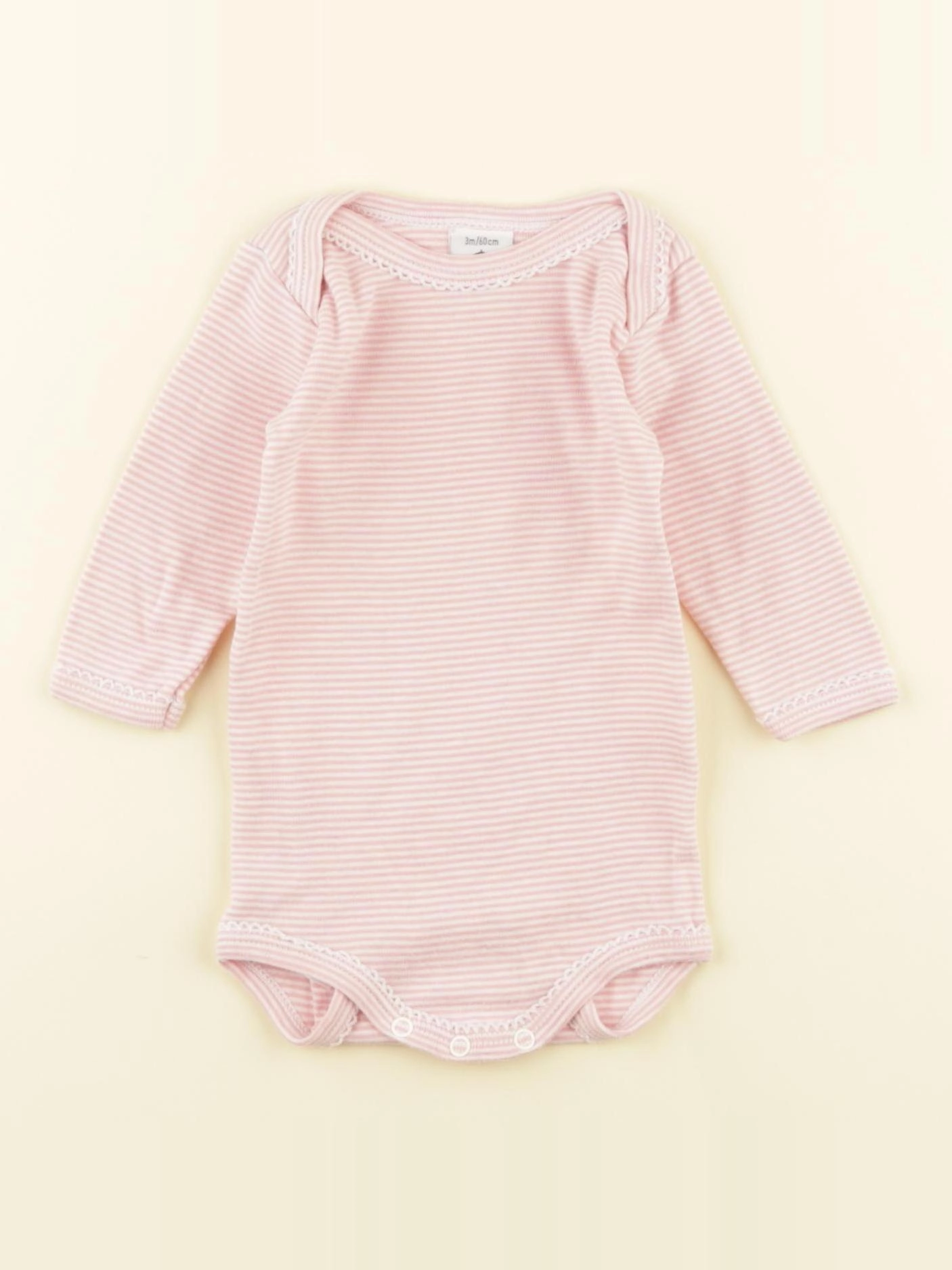 Petit Bateau - body blanc, rose - 3 mois