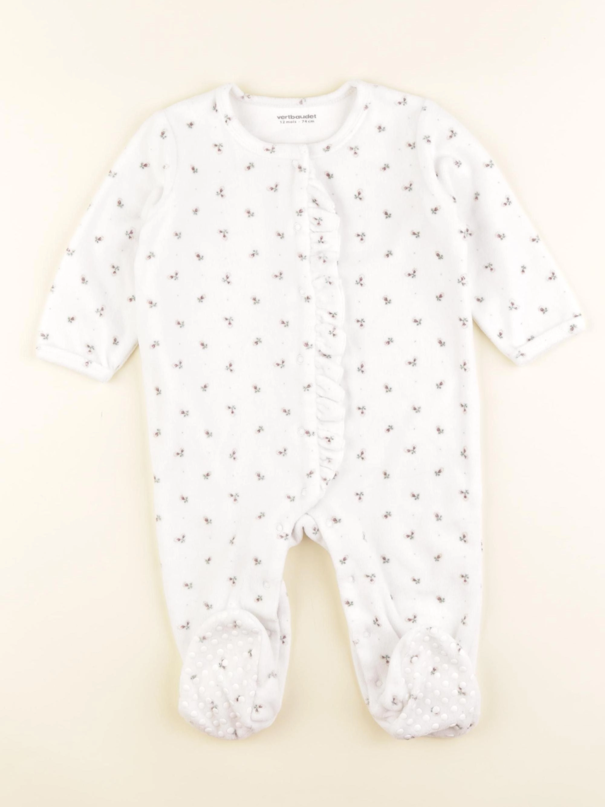 Vertbaudet - pyjama velours blanc - 12 mois